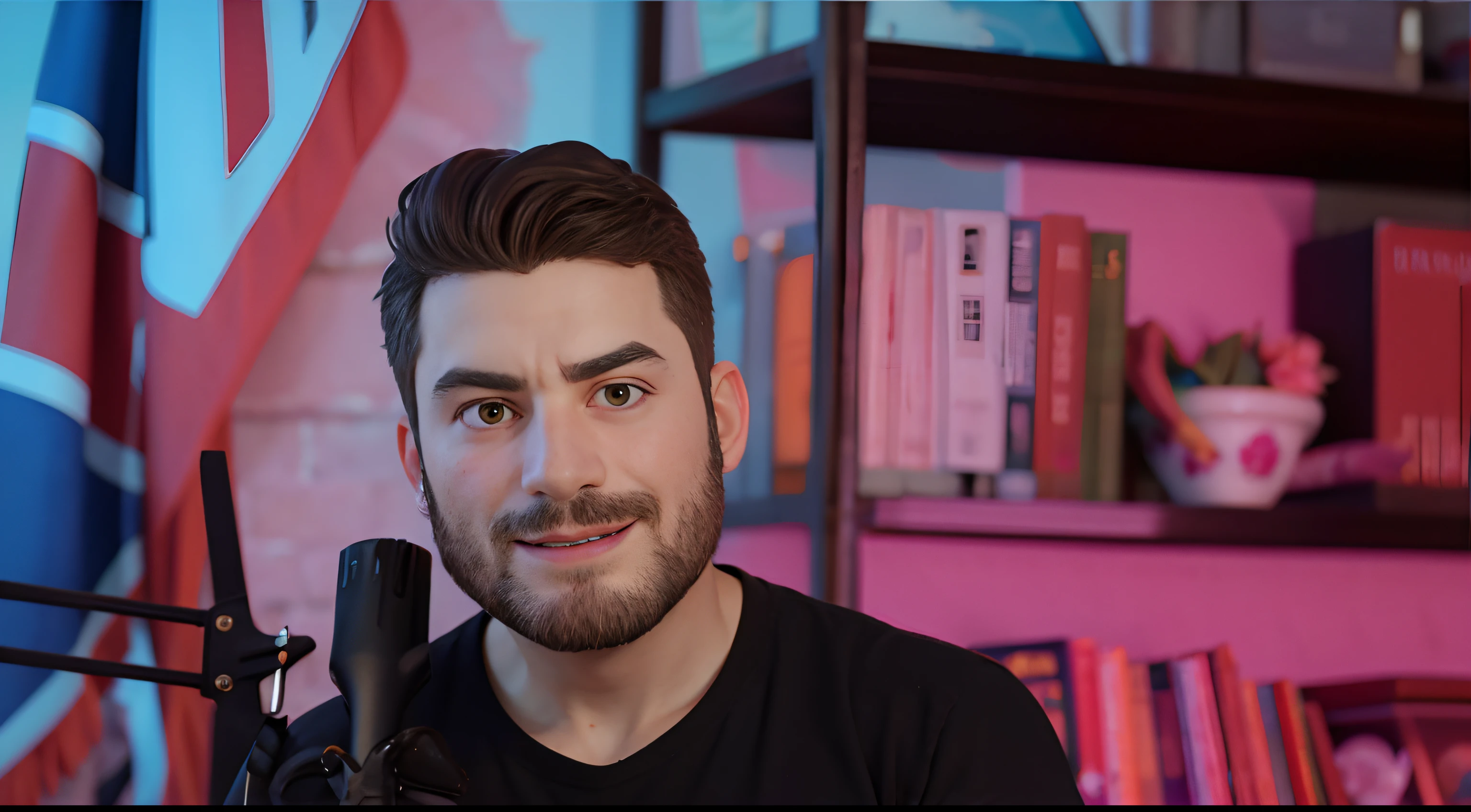 Homem com barba e camisa preta sorri, inspirado em Adam Dario Keel, inspirado por Ion Andreescu, s Hasan, inspirado em Ismail Acar, Borja, youtube video screenshot, Directed by: Adam Dario Keel, Sam Nassour, suave em _ O pano de fundo, inspired by Kristian Kreković, retrato de alta qualidade