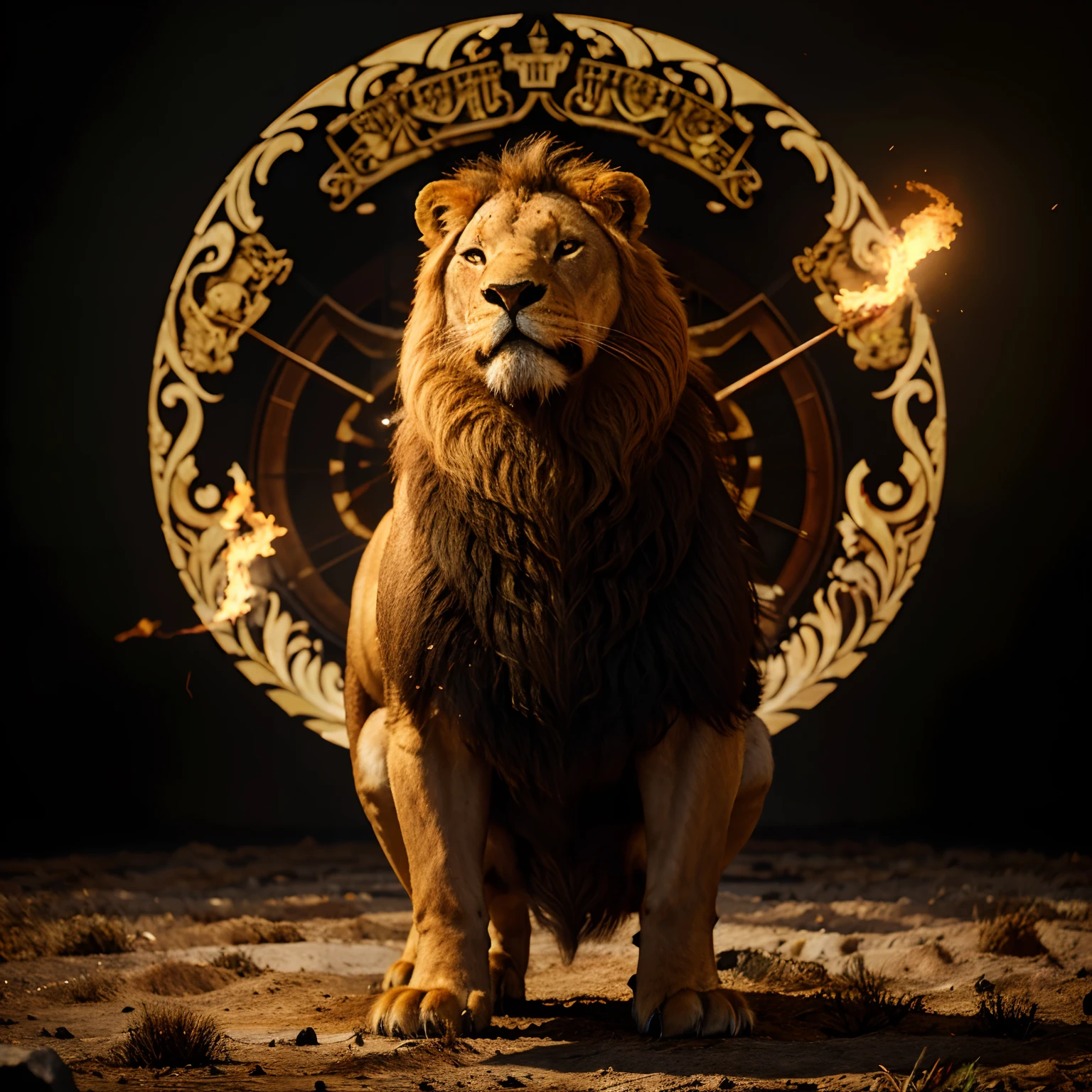 araffe sitting on its hind legs with a glowing paw, fire lion, lion, depicted , lion body, artistic render, 2 d full body lion, with the mane of a lion, by Adam Marczyński, robot lion, lion warrior, aslan the lion, lion icon, rendered in cinema4d