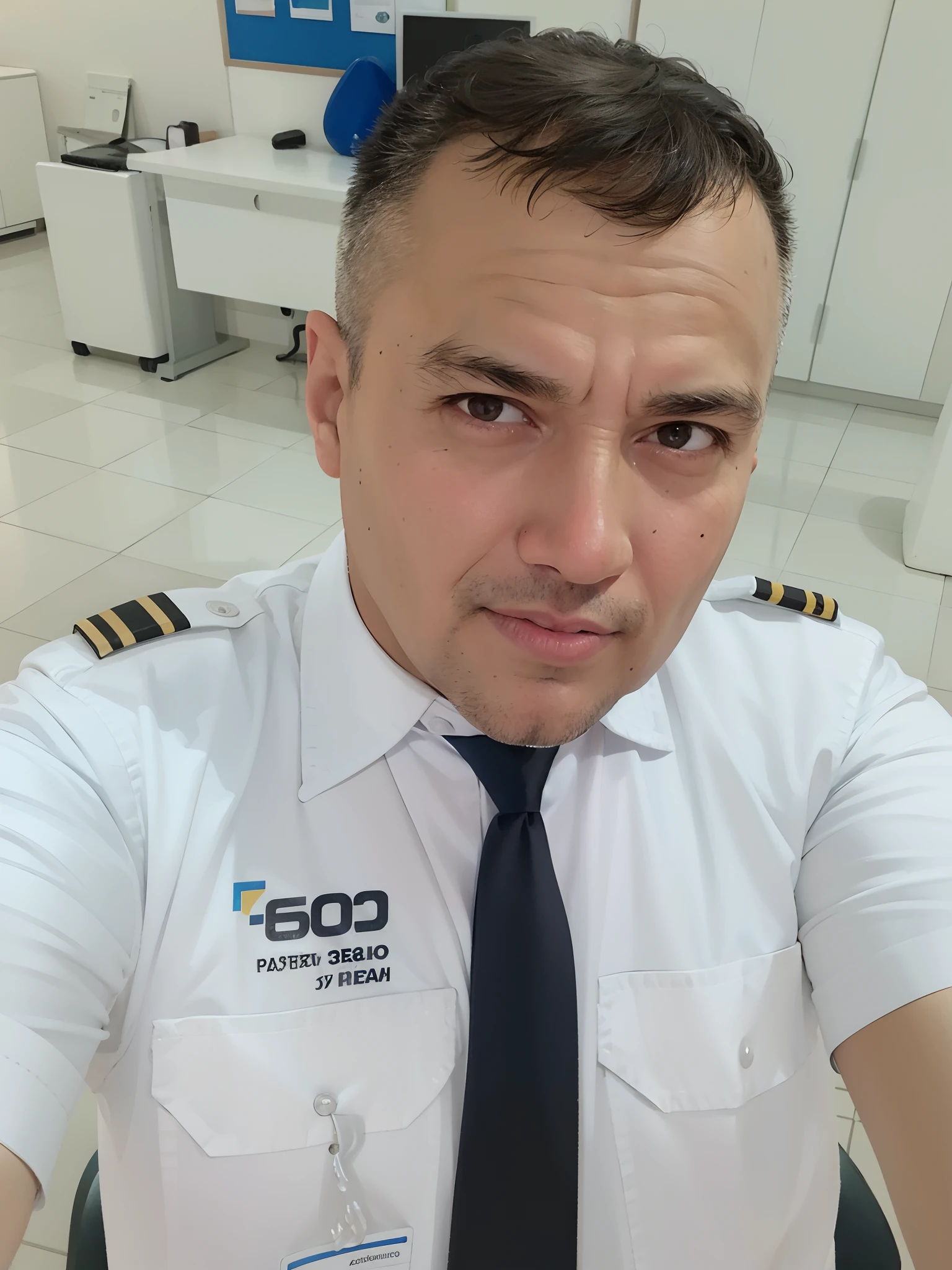 Homem fardado tirando uma selfie em um quarto, em pilotos, equipamento piloto, icaro carvalho, Fotografia selfie 8k, Fadeev 8 mil, Foto POV, Anton Fadeev 8 K, encho enchev, ástor alexander, david rios ferreira, selfie shot straight on angle, imagem frontal, no cockpit