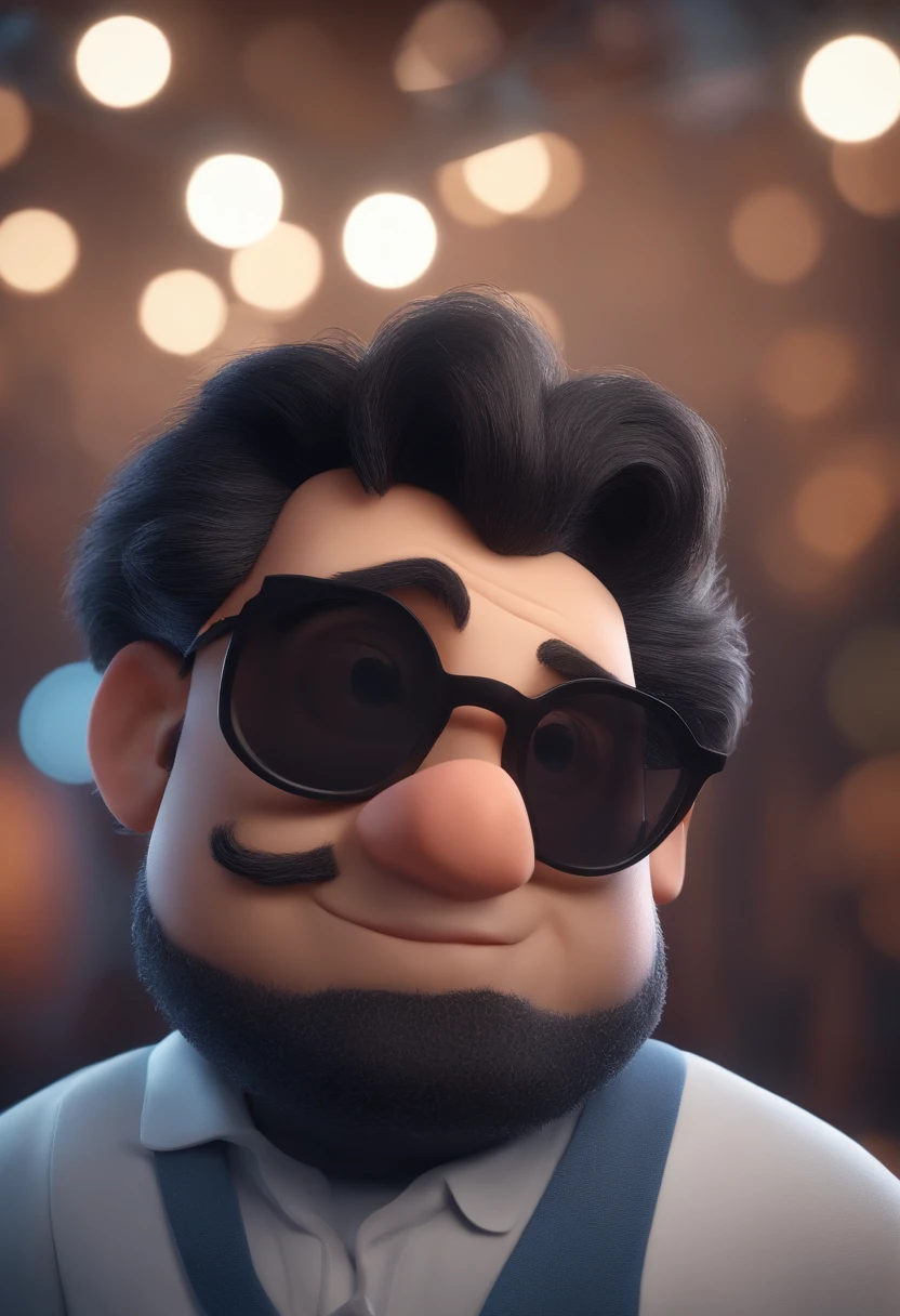 Cartoon character of a man with black glasses and a blue shirt, animation character, Caractere estilizado, animation style rendering, 3D estilizado, Arnold Maya render, 3 d render stylized, toon render keyshot, Personagem 3D, Personagem 3D, 3d rendering stylized, 3 d character render, personagem de desenho animado, Personagem de close up, Pose de personagem, (Estilo Pixar) (master part:1.2) (Bokeh) (best quality) (pele detalhada) (textura detalhada) (8k) (argila) (Cinematic lighting) (foco nítido