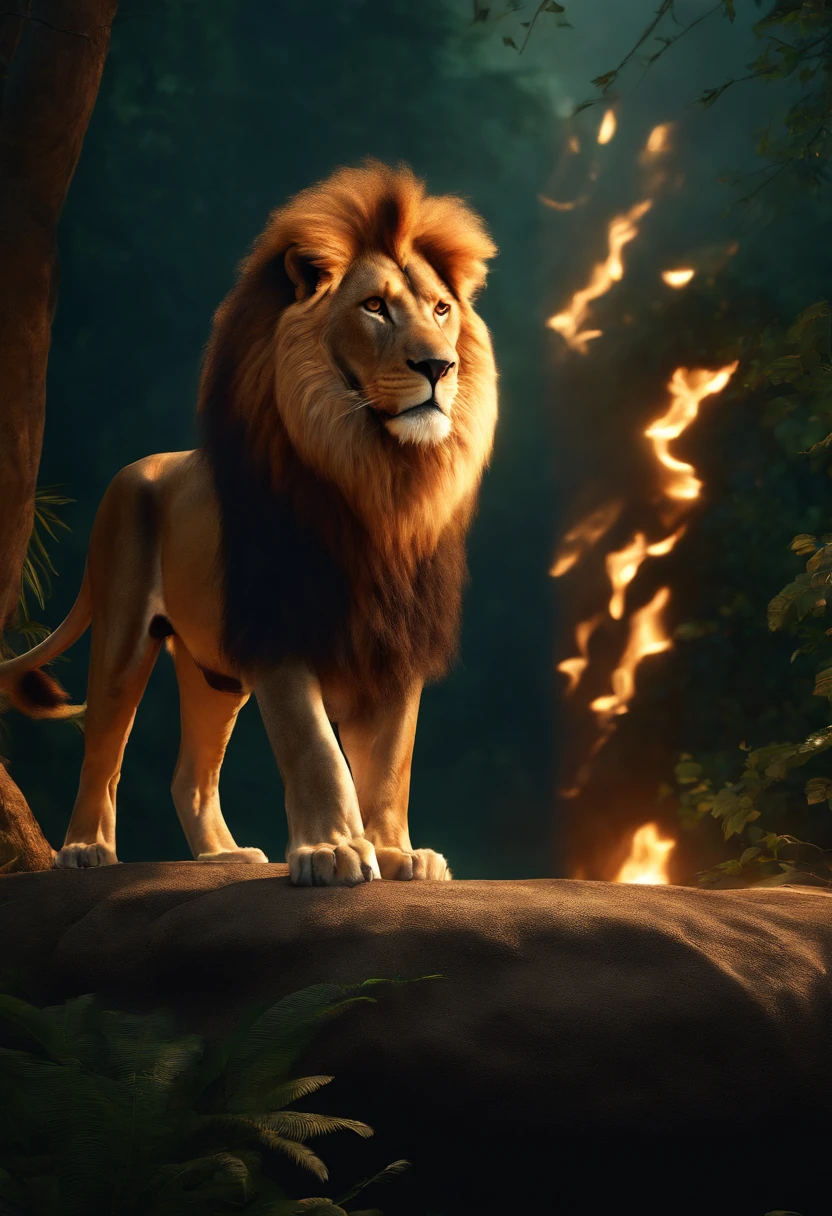 araffe sitting on its hind legs with a glowing paw, fire lion, lion, depicted as a 3 d render, lion body, artistic render, 2 d full body lion, with the mane of a lion, by Adam Marczyński, robot lion, lion warrior, aslan the lion, lion icon, rendered in cinema4d