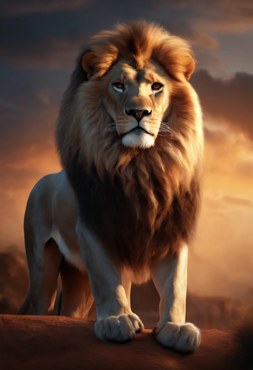 araffe sitting on its hind legs with a glowing paw, fire lion, lion, depicted as a 3 d render, lion body, artistic render, 2 d full body lion, with the mane of a lion, by Adam Marczyński, robot lion, lion warrior, aslan the lion, lion icon, rendered in cinema4d