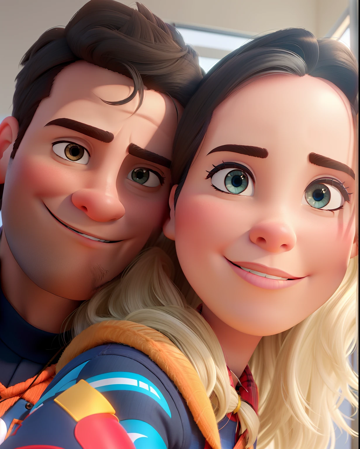 Um homem e uma mulher estilo Disney Pixar, alta qualidade, melhor qualidade