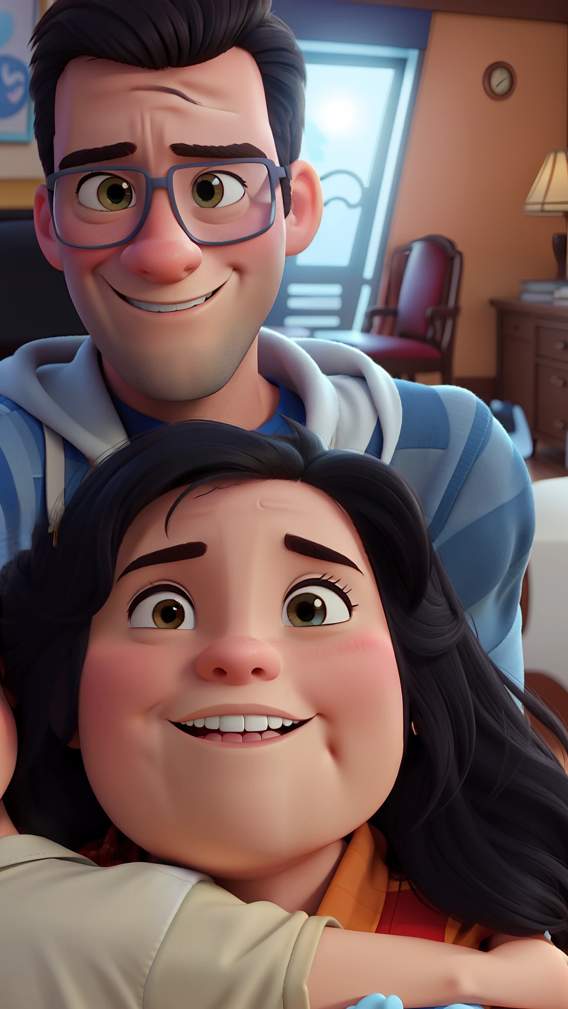 Couple hugging in Disney Pixar style, alta qualidade, melhor qualidade.