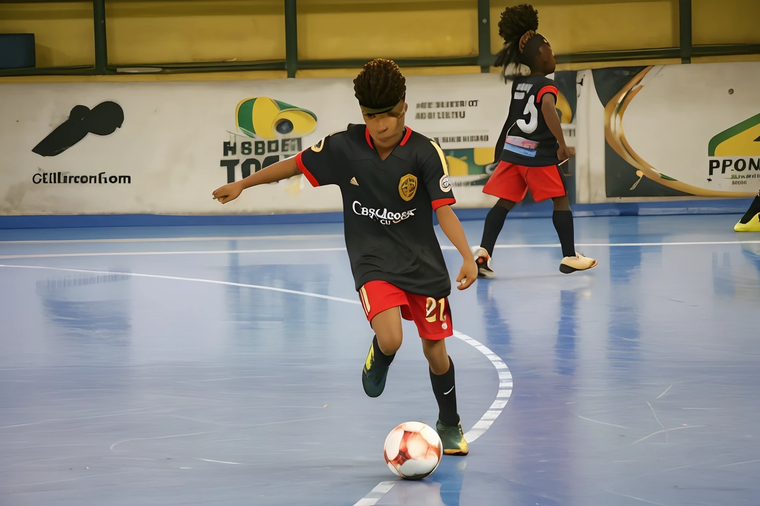 Jogador de futebol adolescente cabelo castanho