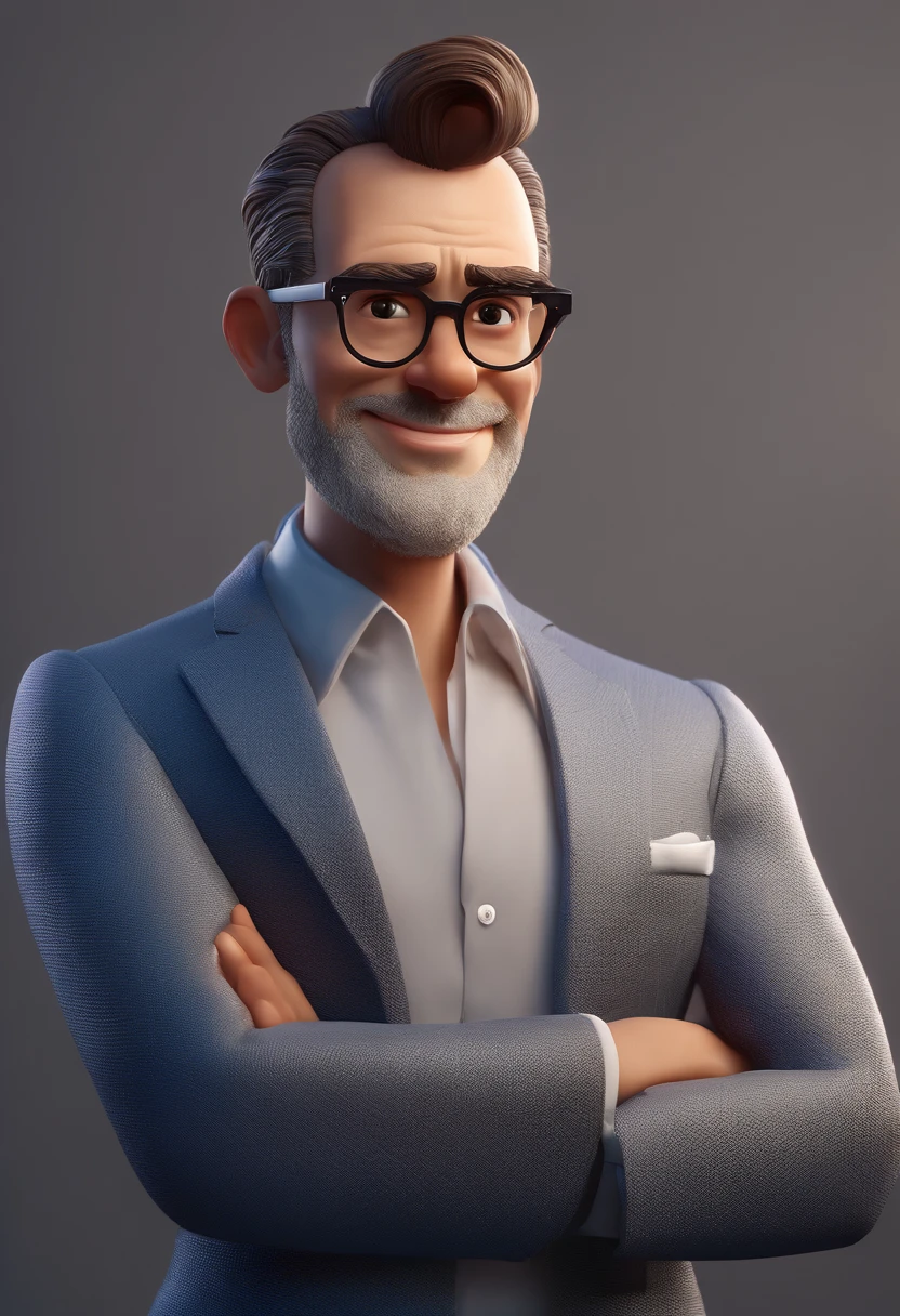 Cartoon character of a man with black glasses and a blue shirt, animation character, Caractere estilizado, animation style rendering, 3D estilizado, Arnold Maya render, 3 d render stylized, toon render keyshot, Personagem 3D, Personagem 3D, 3d rendering stylized, 3 d character render, personagem de desenho animado, Personagem de close up, Pose de personagem, (Estilo Pixar) (master part:1.2) (Bokeh) (best quality) (pele detalhada) (textura detalhada) (8k) (argila) (Cinematic lighting) (foco nítido