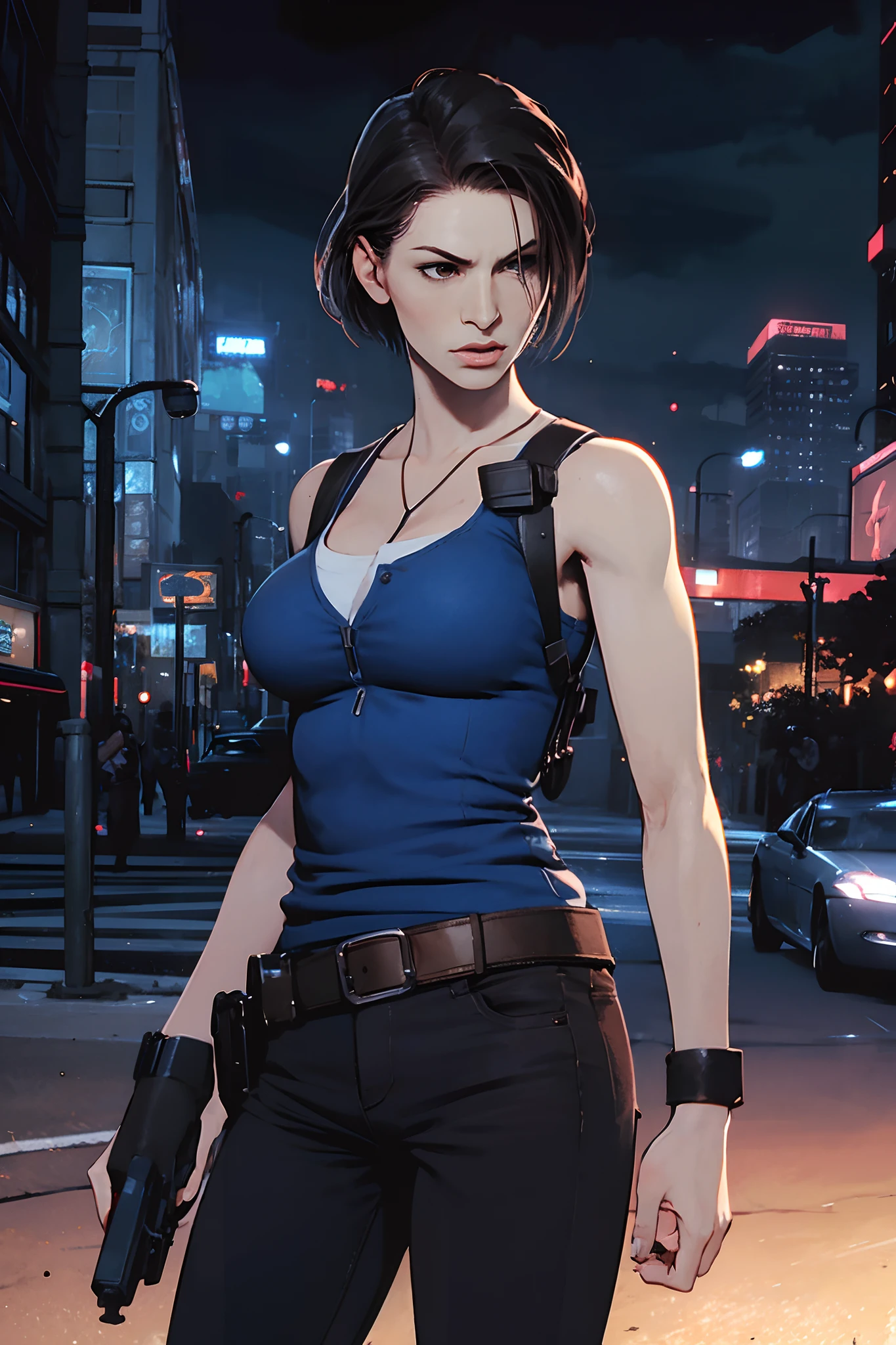 Jill Valentine, Beautiful, dark city background