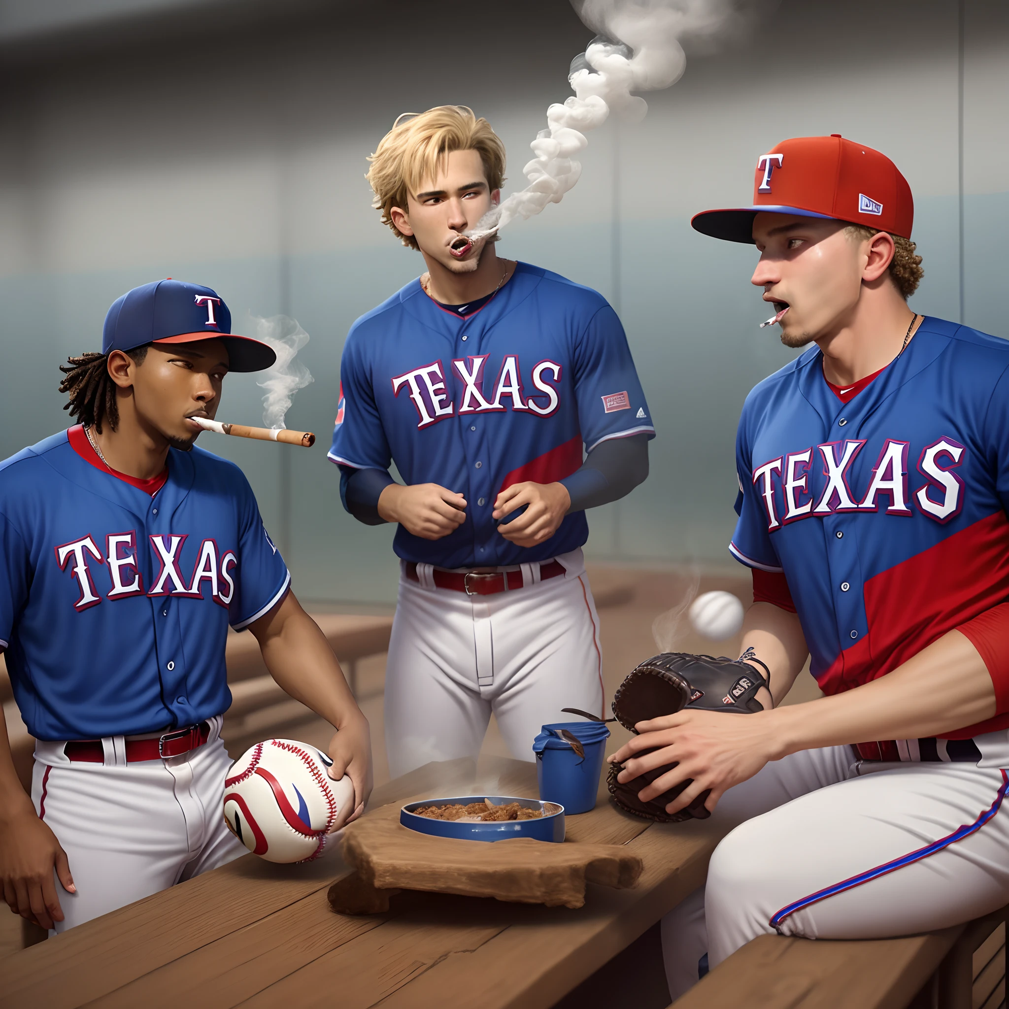 texas rangers baseball team smoking crack together after winning the world cup