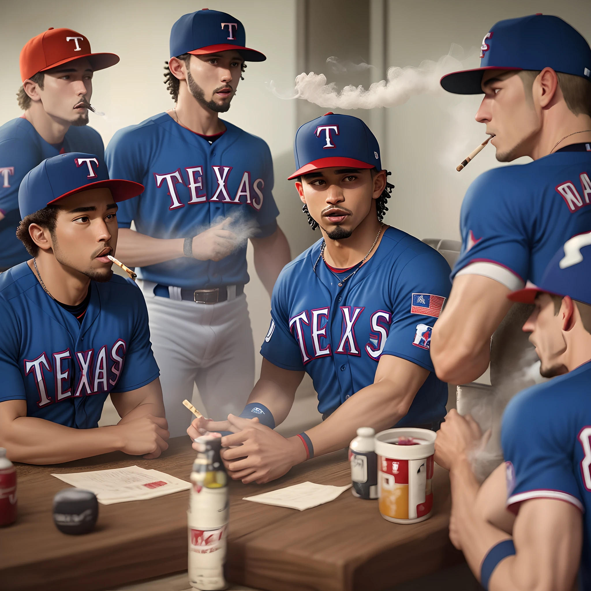 texas rangers baseball team smoking crack together after winning the world cup