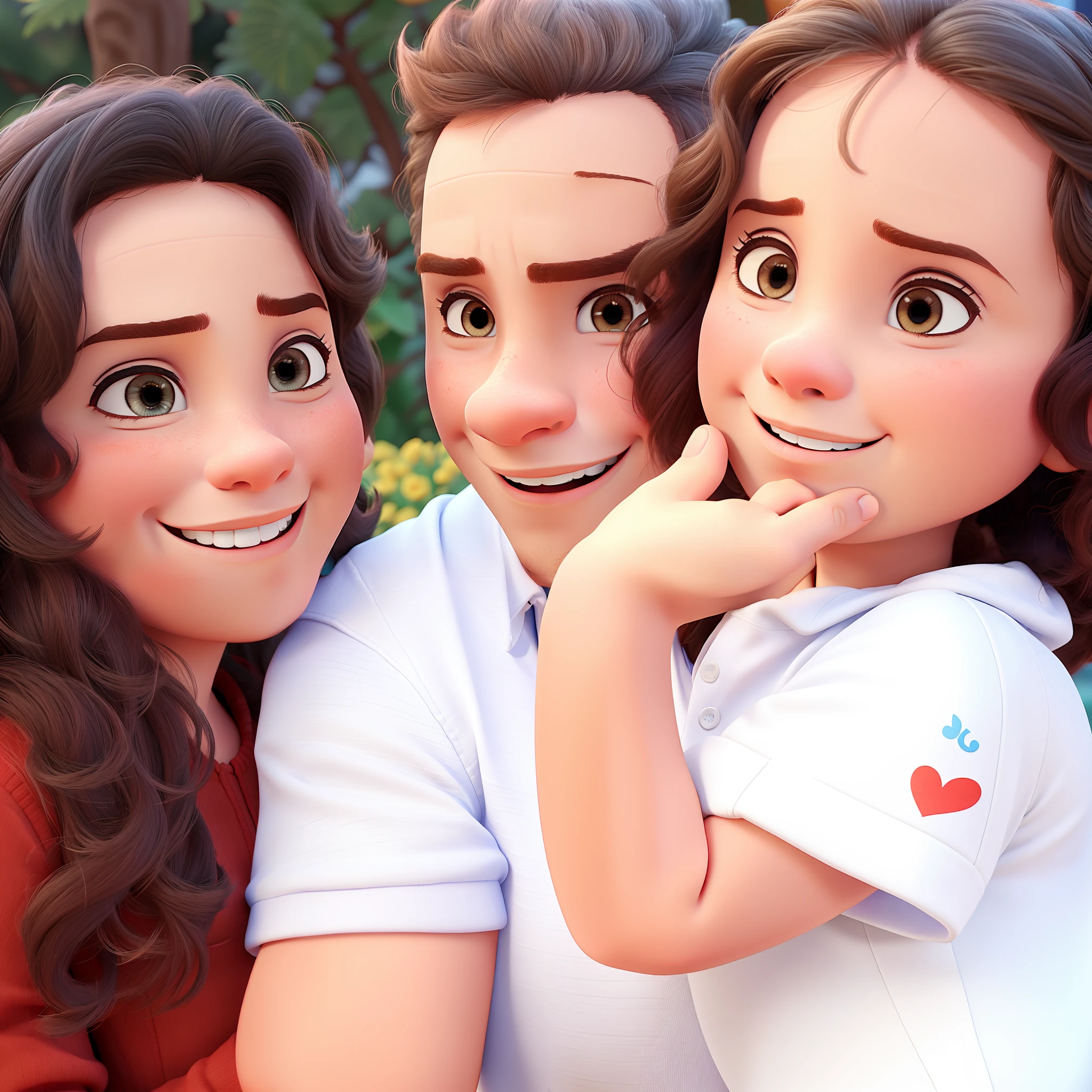 A baby, a man and a woman Disney Pixar style, alta qualidade, melhor qualidade