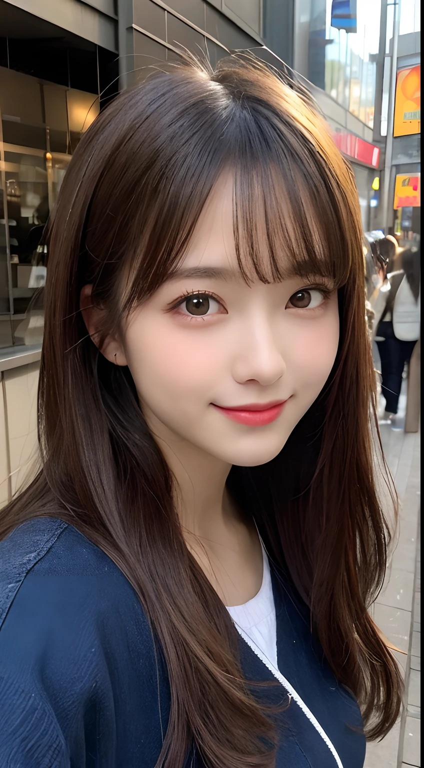 masutepiece, Best Quality, Illustration, Ultra-detailed, finely detail, hight resolution, 8K Wallpaper, Perfect dynamic composition, Beautiful detailed eyes, gray long sleeve knit dress,Straight hair,Small breasts natural color lip, Randomly sexy poses,Smile,Harajuku、20 years girl、Cute、Sexy shot looking at camera,Perfect and beautiful face