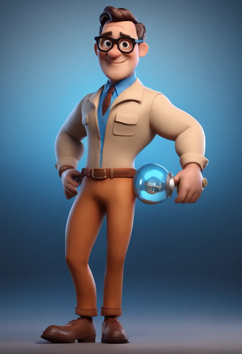 Cartoon character of a man with black glasses and a blue shirt, animation character, Caractere estilizado, animation style rendering, 3D estilizado, Arnold Maya render, 3 d render stylized, toon render keyshot, Personagem 3D, Personagem 3D, 3d rendering stylized, 3 d character render, personagem de desenho animado, Personagem de close up, Pose de personagem, (Estilo Pixar) (master part:1.2) (Bokeh) (best quality) (pele detalhada) (textura detalhada) (8k) (argila) (Cinematic lighting) (foco nítido