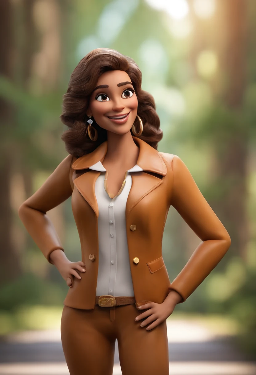 crie a imagem que remeta a uma mulher loira, de olhos grandes cor de mel, sorriso largo, dentes grandes, Holding a compass in one hand, vestida como advogada e com um globo terrestre ao fundo. Junto com ela, um garotinho de 7 anos de idade, cabelos lisos castanho claros, eyeglass, sorriso largo, olhos pequenos, segurando em uma guia, a caramel mutt and a black and white little one, 3D estilizado, Arnold Maya render, 3 d render stylized, toon render keyshot, Personagem 3D, Personagem 3D, 3d rendering stylized, 3 d character render, personagem de desenho animado, Personagem de close up, Pose de personagem, (Estilo Pixar) (master part:1.2) (Bokeh) (best quality) (pele detalhada) (textura detalhada) (8k) (argila) (Cinematic lighting) (foco nítido，Senta e vaza a parte superior do corpo