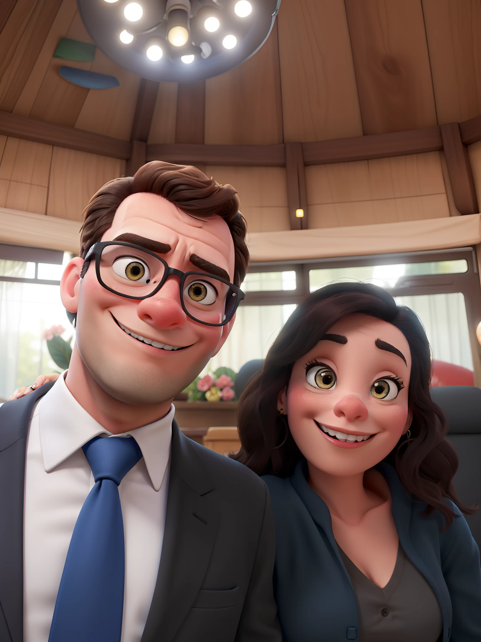 A couple in great quality and definition in the style of Disney pixar