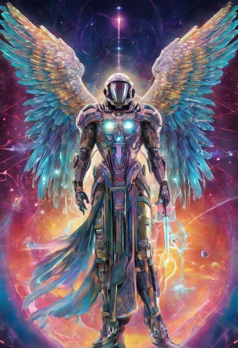 (((C. Michael the Archangel.))) ((( con una cara seria))) (obra maestra, Calidad superior, mejor calidad, arte oficial, beautiful and aesthetic: 1.2), extremadamente detallado, (Arte fractal: 1.3), Colorante, highest detailed, Cara perfecta, Parte superior del cuerpo, HDR, (rezando: 1.3), (Senderos de luz: 1.2), colores vibrantes,