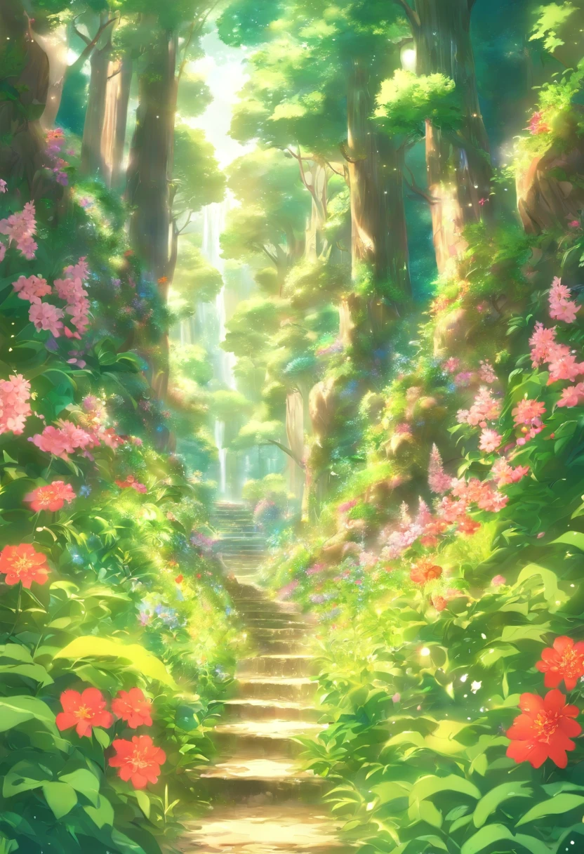 Floresta, melhor qualidade, background, flowers, fantasy