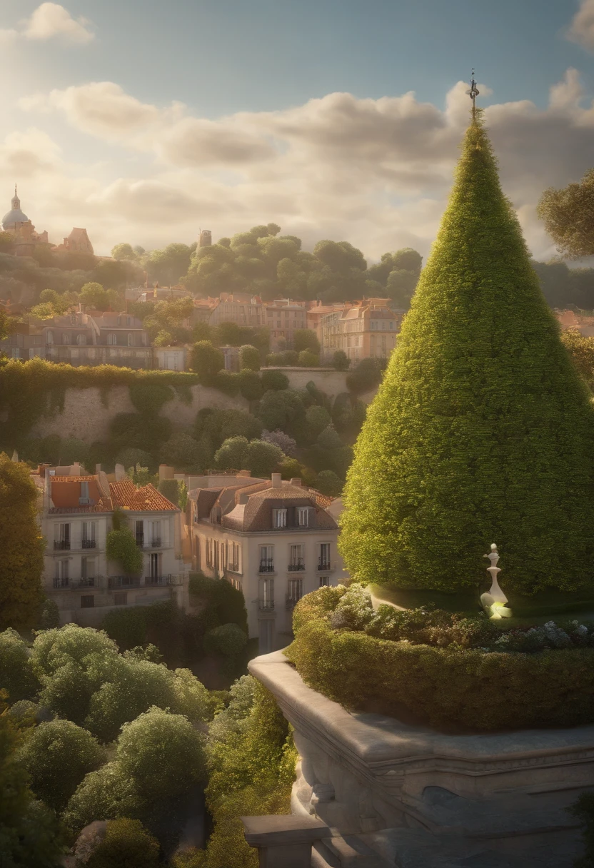 "(best quality,ultra-detalhado,Realistic:1.37),3D rendering,illustration,design de personagens,cabelos medio e cacheados escuros,belos olhos detalhado na cor verde,Estilo Pixar,morena mulher,atmosfera animada,vivid colors,luzes de palco,expression joyful, em Paris”