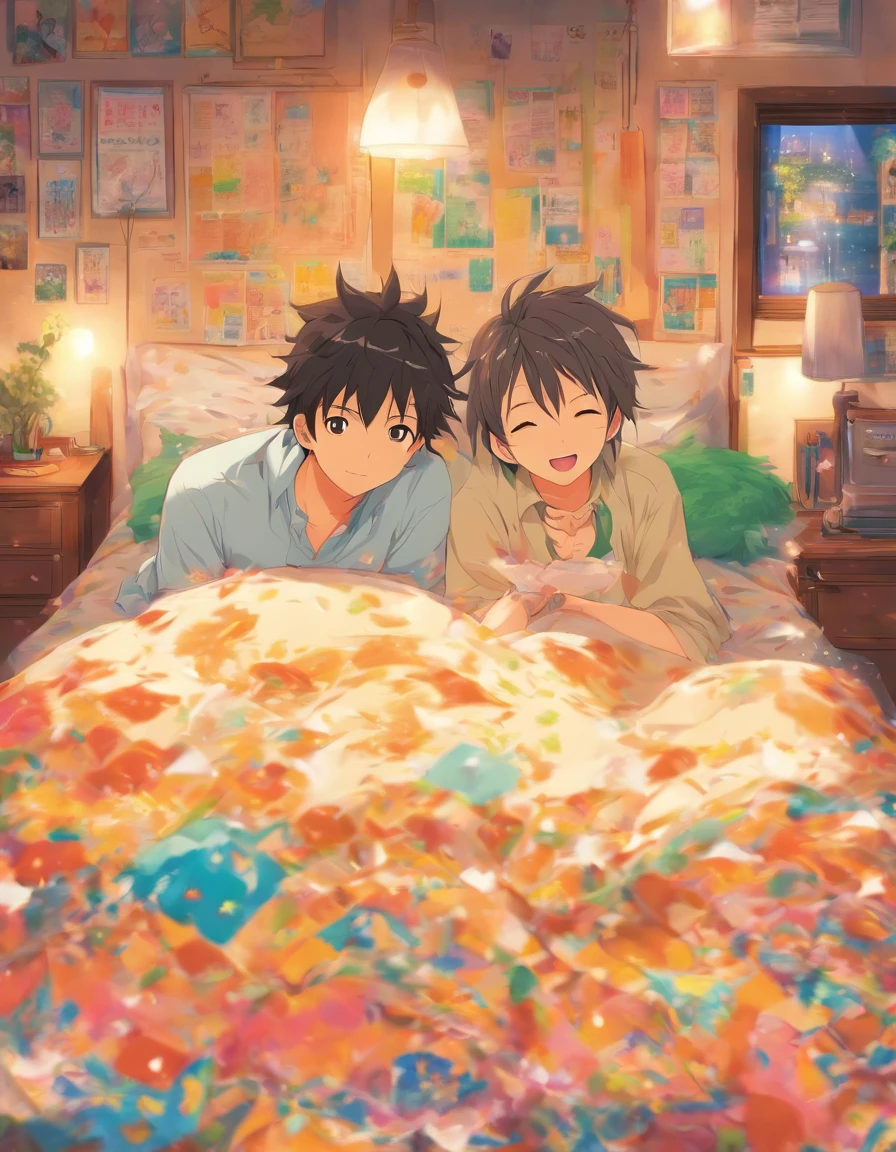 miyamura-kun e hori-san deitados na cama