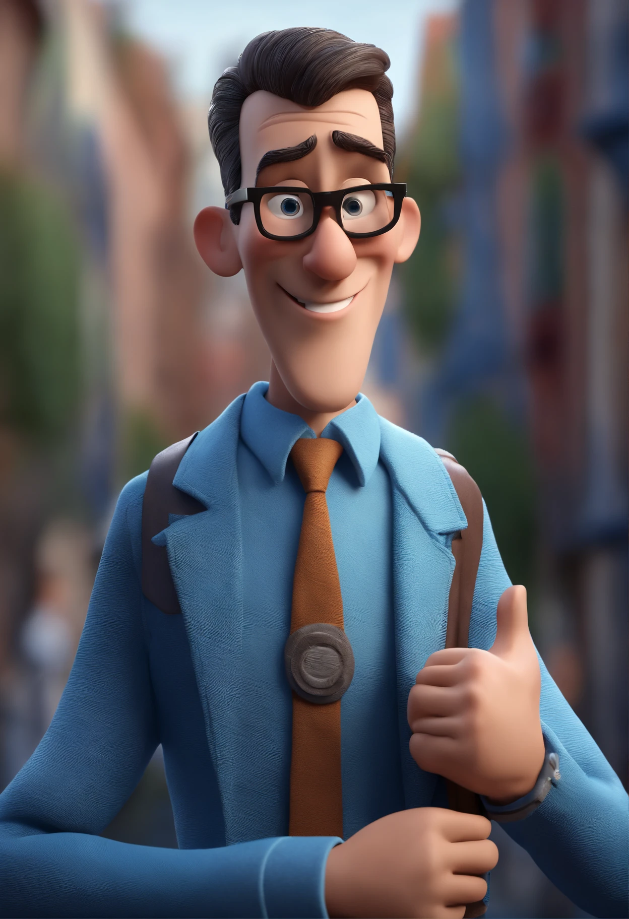 Cartoon character of a man with black glasses and a blue shirt, animation character, Caractere estilizado, animation style rendering, 3D estilizado, Arnold Maya render, 3 d render stylized, toon render keyshot, Personagem 3D, Personagem 3D, 3d rendering stylized, 3 d character render, personagem de desenho animado, Personagem de close up, Pose de personagem, (Estilo Pixar) (master part:1.2) (Bokeh) (best quality) (pele detalhada) (textura detalhada) (8k) (argila) (Cinematic lighting) (foco nítido