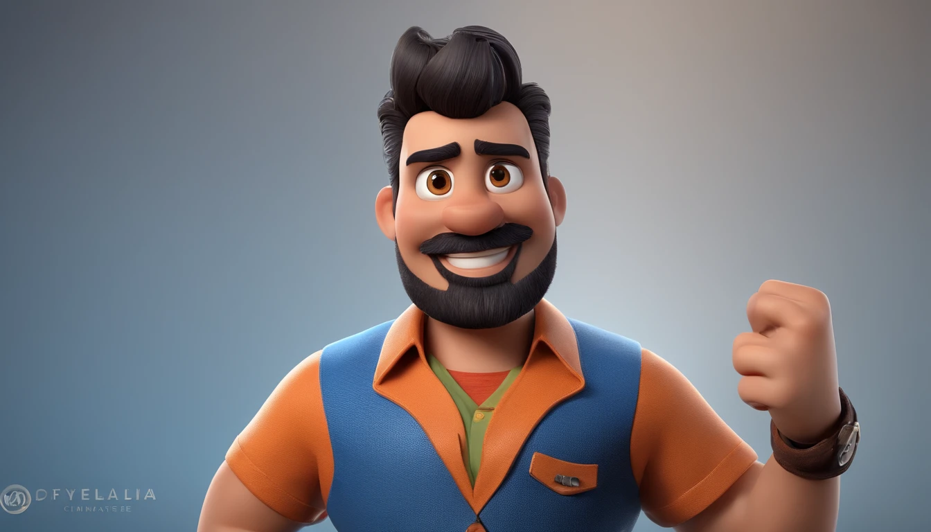 Personagem dos desenhos animados de um homem com cabelo preto, uma camisa azul, animation character, Caractere estilizado, animation style rendering, 3D estilizado, Arnold Maya render, 3 d render stylized, toon render keyshot, Personagem 3D, Personagem 3D, 3d rendering stylized, 3 d character render, personagem de desenho animado, Personagem de close up, Pose de personagem, (Estilo Pixar) (master part:1.2) (Bokeh) (best quality) (pele detalhada) (textura detalhada) (8k) (argila) (Cinematic lighting) (foco nítido