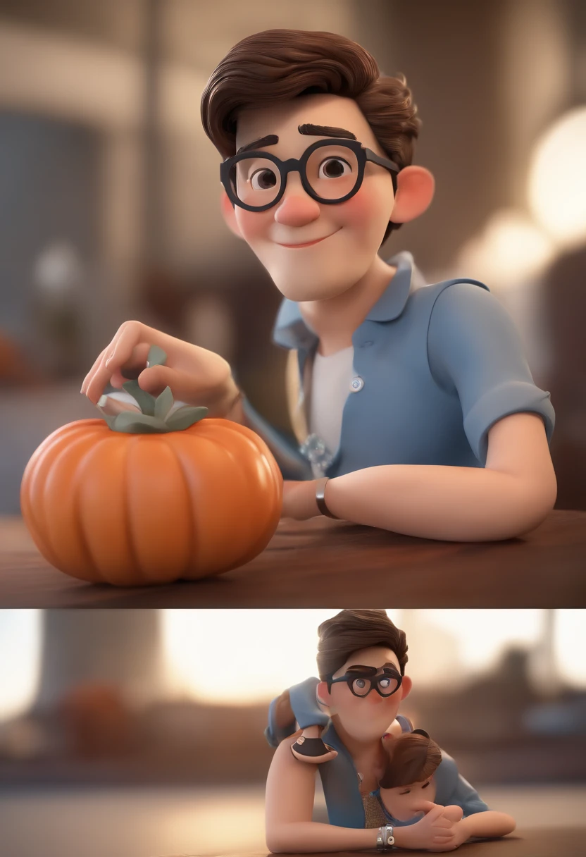personagem dos desenhos animados de um homem coreano, with black glasses and a blue shirt, animation character, Caractere estilizado, animation style rendering, 3D estilizado, Arnold Maya render, 3 d render stylized, toon render keyshot, Personagem 3D, Personagem 3D, 3d rendering stylized, 3 d character render, personagem de desenho animado, Personagem de close up, Pose de personagem, (Estilo Pixar) (master part:1.2) (Bokeh) (best quality) (pele detalhada) (textura detalhada) (8k) (argila) (Cinematic lighting) (foco nítido