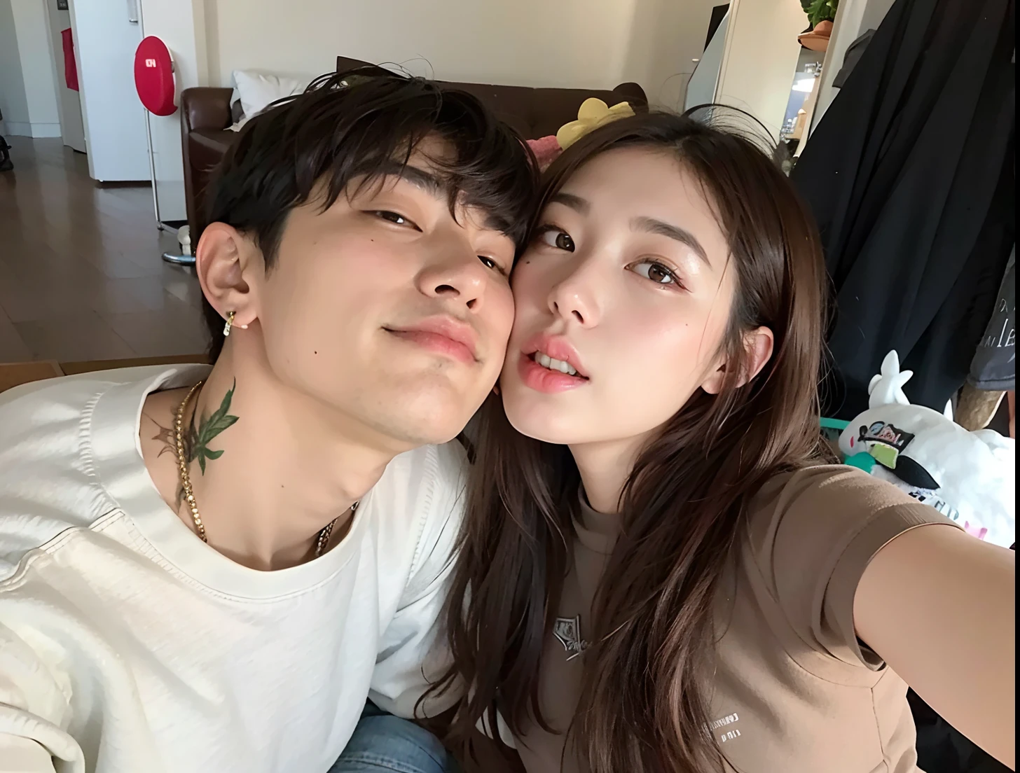 Hay un hombre y una mujer que se besan y posan para una foto, Yanjun Chengt, foto de perfil, selfie enamorado, Ruan Jia y Brom, Kim Jung sostiene, Pareja encantadora, kissing together cutely, Jordan Grimmer y Natasha Tan, 😭 🤮 💕 🎀, & Jeehyung Lee & WLOP, Zmonzheng, Gongbi