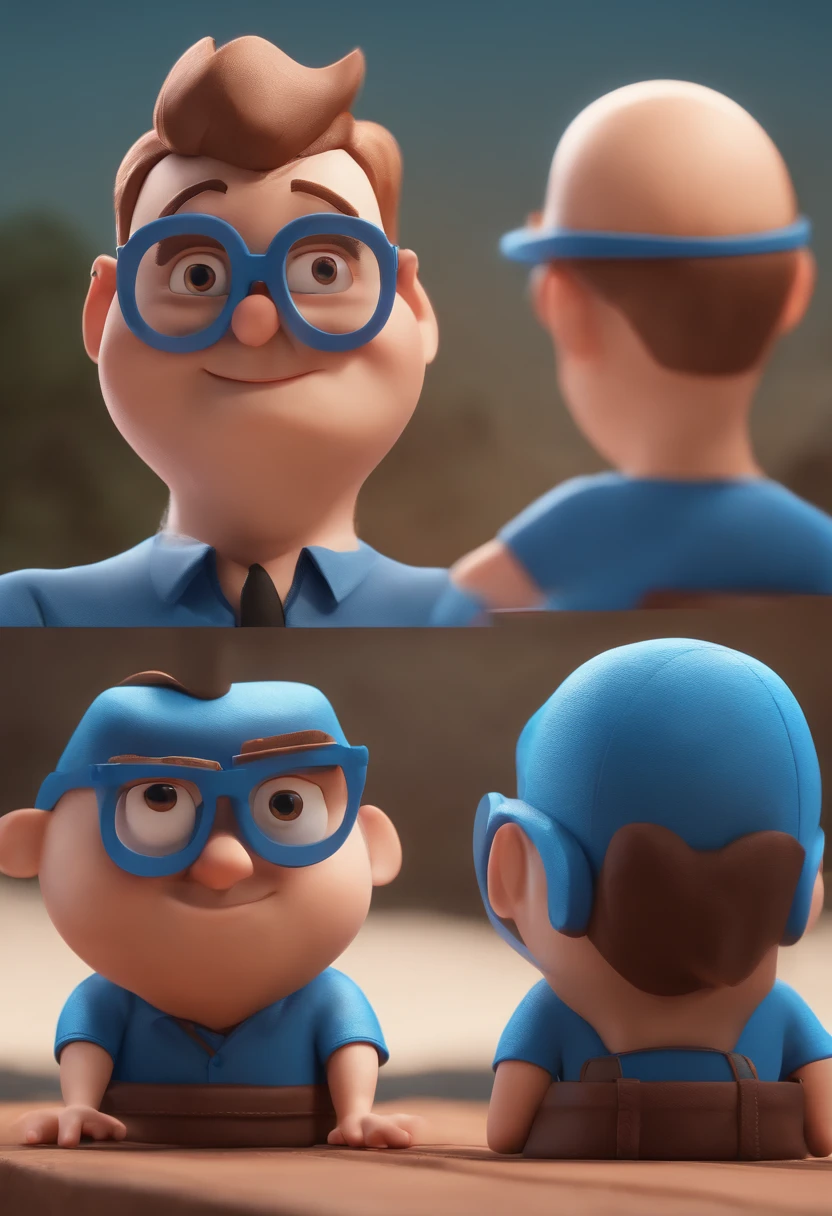 Cartoon character of a man with black glasses and a blue shirt, animation character, Caractere estilizado, animation style rendering, 3D estilizado, Arnold Maya render, 3 d render stylized, toon render keyshot, Personagem 3D, Personagem 3D, 3d rendering stylized, 3 d character render, personagem de desenho animado, Personagem de close up, Pose de personagem, (Estilo Pixar) (master part:1.2) (Bokeh) (best quality) (pele detalhada) (textura detalhada) (8k) (argila) (Cinematic lighting) (foco nítido
