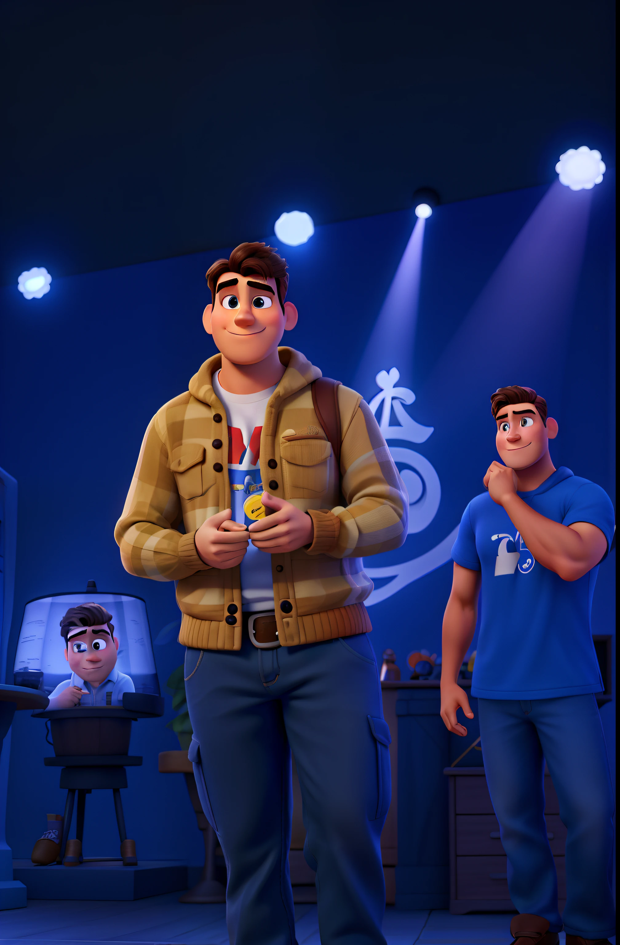 imagem Disney pixar homem fazendo compra em mercado com logo