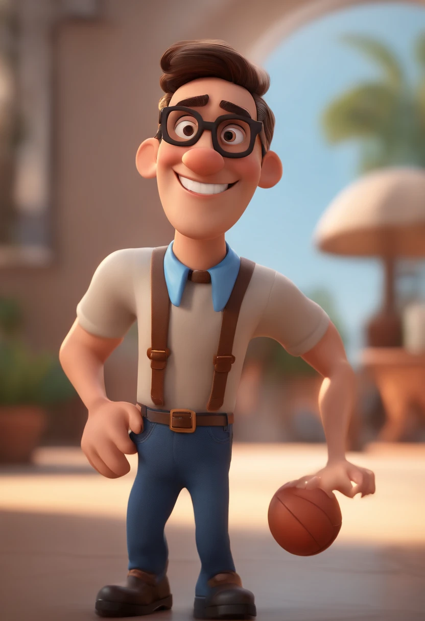 Cartoon character of a man with black glasses and a blue shirt, animation character, Caractere estilizado, animation style rendering, 3D estilizado, Arnold Maya render, 3 d render stylized, toon render keyshot, Personagem 3D, Personagem 3D, 3d rendering stylized, 3 d character render, personagem de desenho animado, Personagem de close up, Pose de personagem, (Estilo Pixar) (master part:1.2) (Bokeh) (best quality) (pele detalhada) (textura detalhada) (8k) (argila) (Cinematic lighting) (foco nítido