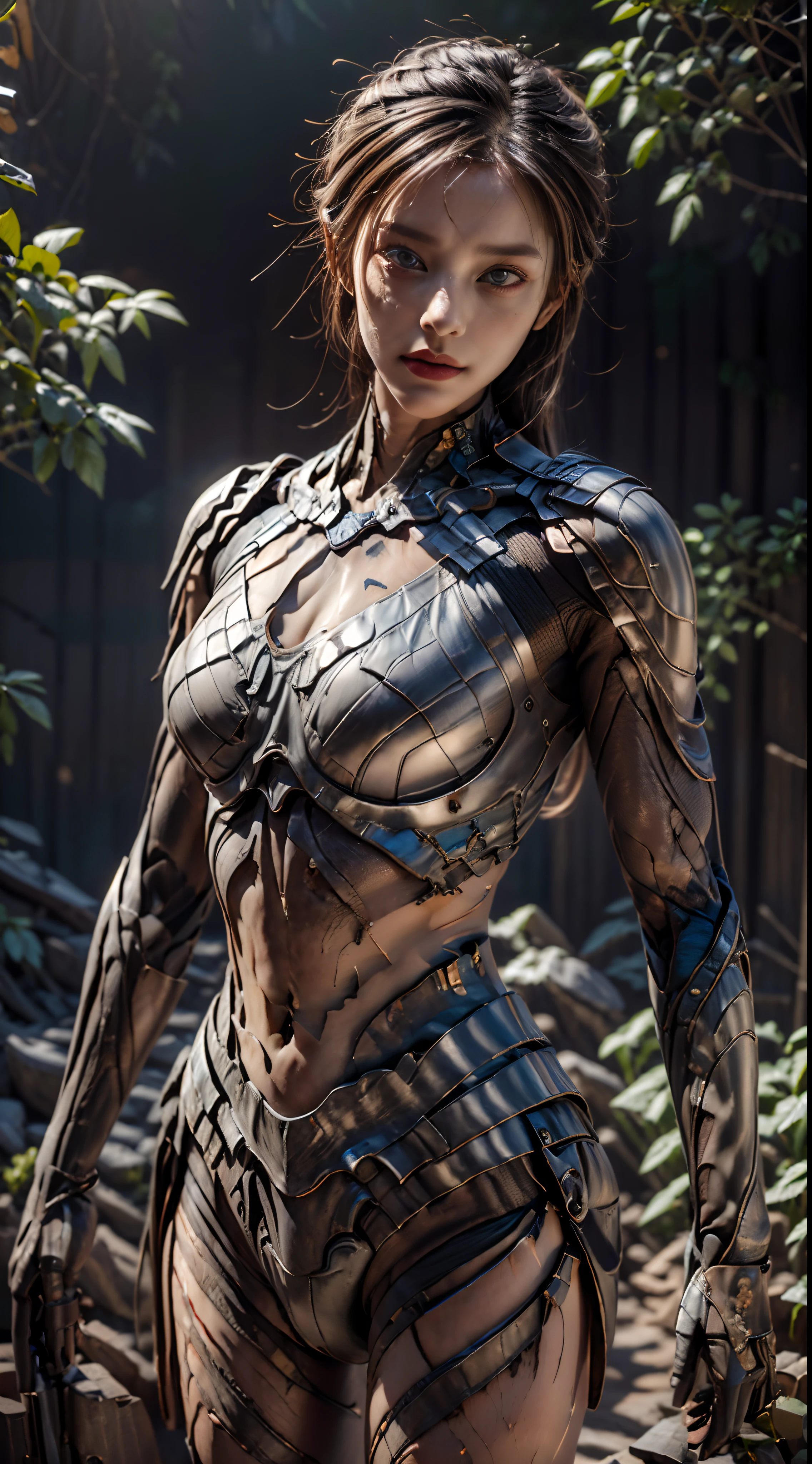 ((top-quality)), ((masterpiece)), (detaileds:1.4),。.。.。.3D, Beautiful Cyberpunk Woman Image,nffsw(HighDynamicRange),Ray traching,NVIDIA RTX,Hyper-Resolution,Unreal 5,Sub-surface scattering,PBR Texturing,Postprocess,Anisotropy Filtering,depth of fields,Maximum clarity and sharpness,multi-layer texture,Albedo and specular maps,Surface Shading,Accurate simulation of light-material interactions,perfectly proportions,Octane Rendering,Two-tone lighting,Wide aperture,Low ISO、White Balance、thirds rule、8K Raw、(Armor with a black dragon design),(((Clothes and armor are tattered))),(((Clothes are stained with dirt or dust))),((Upper body portrait))