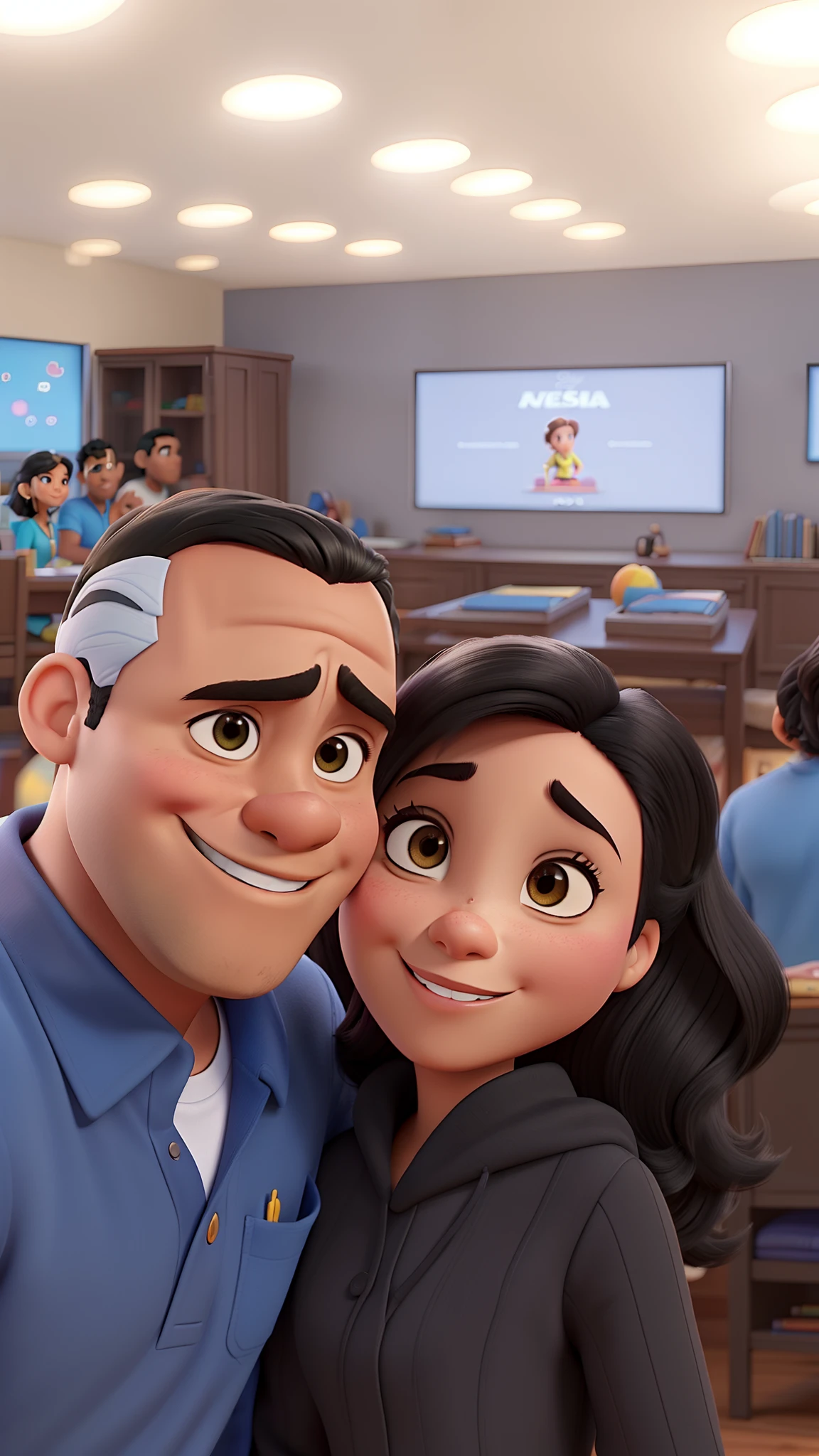 Casal negro estilo Disney pixar, alta qualidade, melhor qualidade