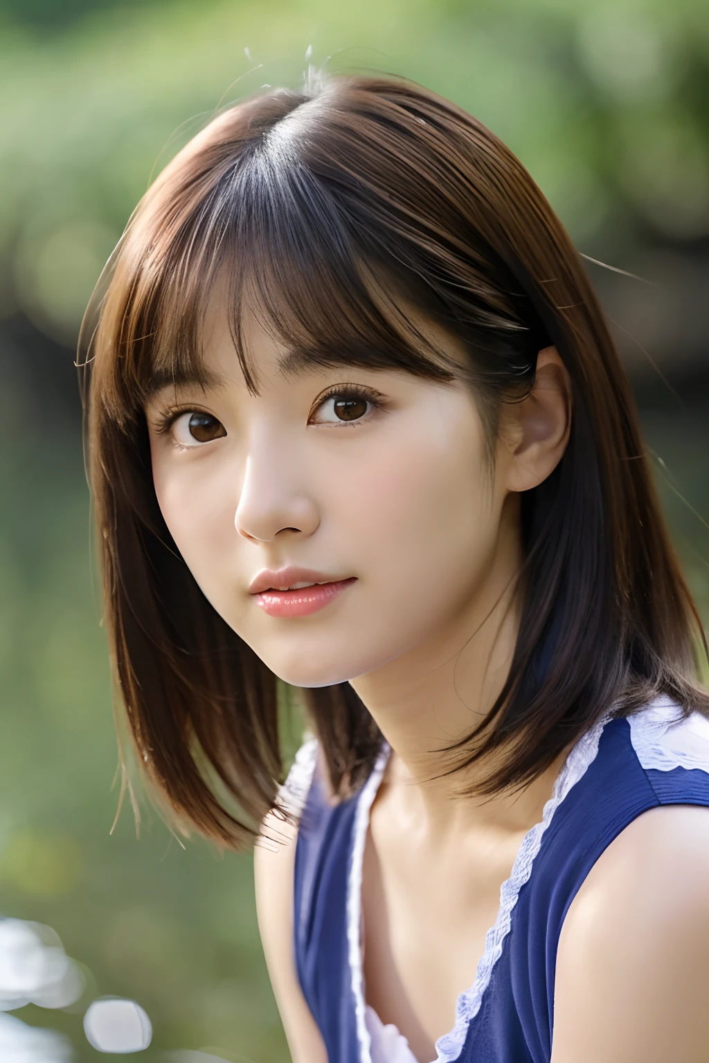 Close-up portrait of a medium-haired woman wearing a camisole、beautiful japanese female、Gorgeous young Japanese woman、beautiful young woman with、Asian Humans、A Japanese Lady、jaeyeon nam、beautifull asian girl ever、young adorable、ulzzangs、cute girl face、Portrait of a female idol in Japan、extremely beautyful girl、along the river