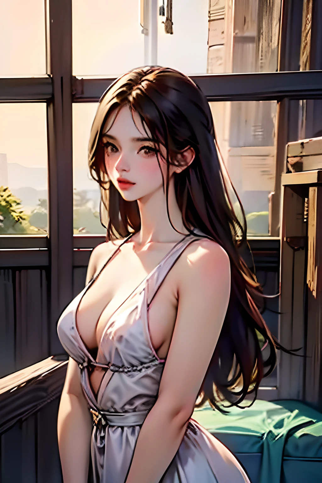 A beautiful virgin maiden in a solitary Roman sauna, corberta por uma toalha branca, contemplativa, muito bonita,cena de corpo inteiro,Naturally lit environment(SFW)