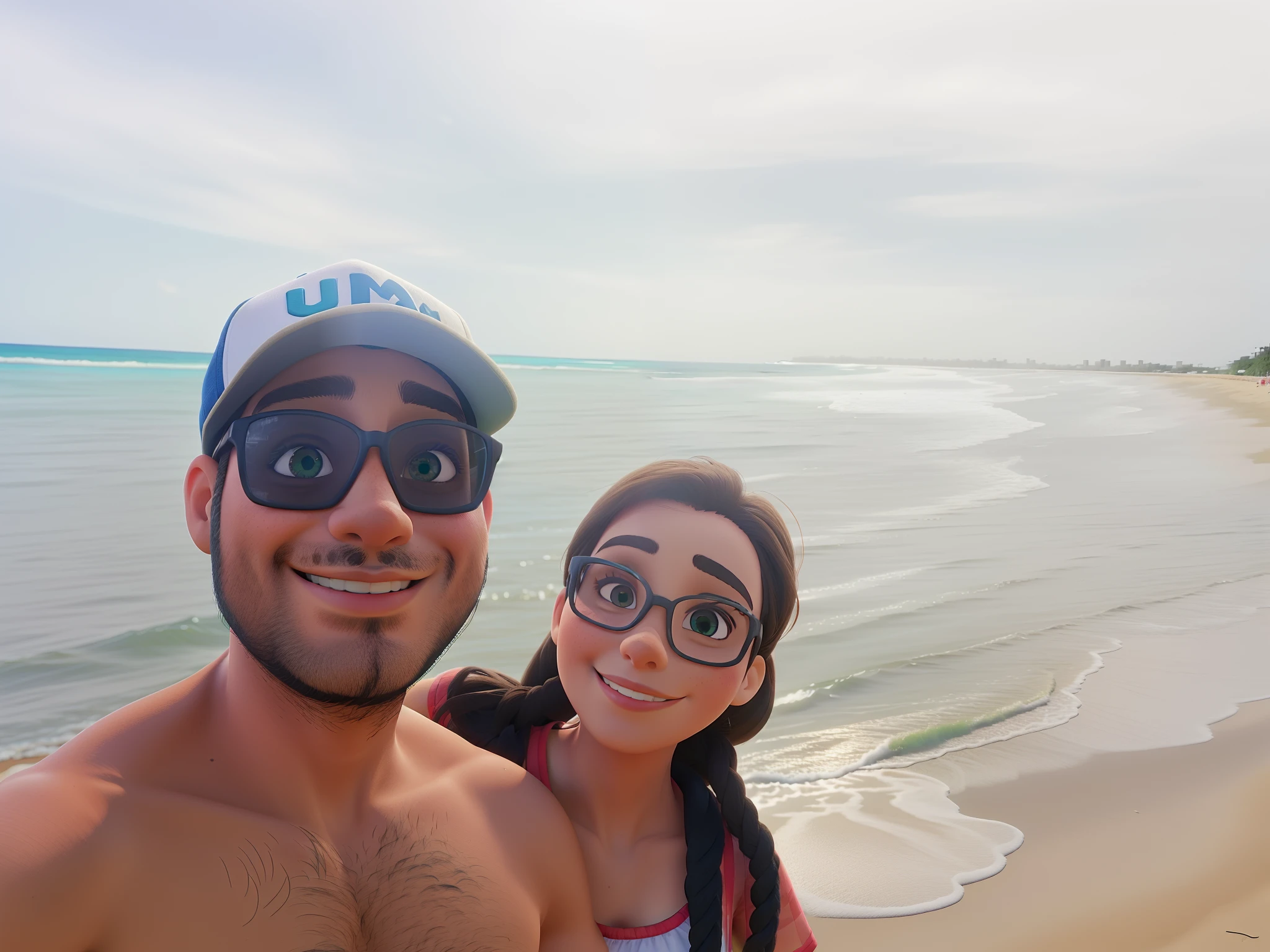 Um casal apaixonado em uma praia paradisiaca