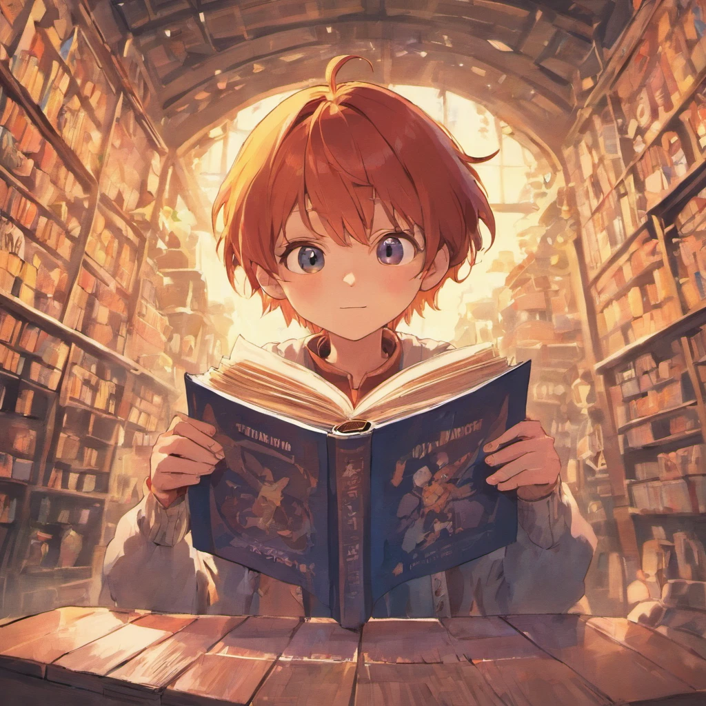 um homem lendo um livro, ::style pixar cartoon