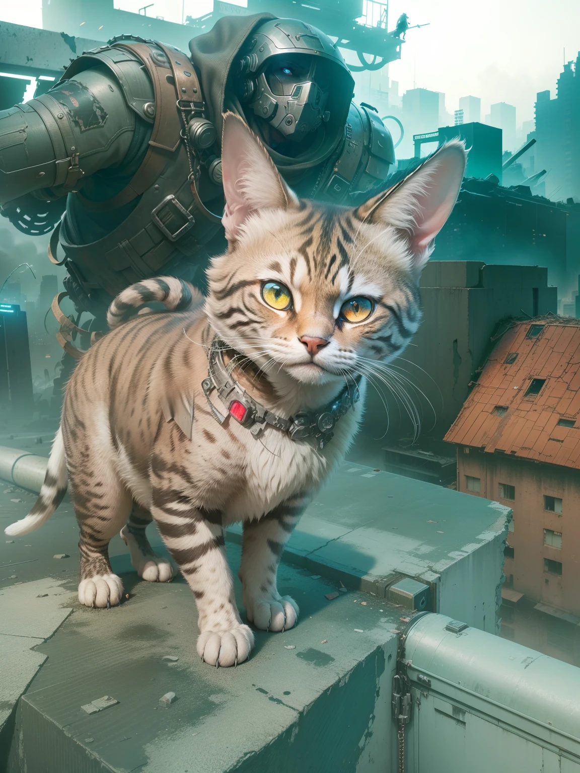 Best Quality,4k,8K,hight resolution,Masterpiece:1.2,Ultra-detailed,Realistic,Photorealistic:1.37,Image of a cat with a bat in his hands,Metal textures, The upper body is open, The legs are open from the hips to the feet, Decorated with a beaded beard, Loose long curls, intricate muscular details, Photorealistic works of art, 4k resolution. Background: Ancient Roman Arena,32K UHD, Best Quality, Masterpiece, super detaill, High Details
,Metal textures,Dystopian landscape,Intrusive atmosphere,Enigmatic colors,Dark and moody lighting,Mechanical elements,neon lights,high-end technology,Unique fashion style,Robotic enhancements,post apocalyptic setting,gloomy background,Urban decay,Scattered debris,Crumbling buildings,Dramatic poses,Vivid expressions,Sharp and sharp lines,glowing eyes,Visible emotions,Intense and dynamic composition,Rough and rough aesthetics,A sinister presence,Contrasting shades,Detail-oriented image,Bold and bright tones,High-contrast images,Dramatic shadows,Industrial cityscape,graffiti art,Posthuman evolution,A supernatural sense,Disturbed reality,Emotional facial features,ominous vibe,Technological elements,Cutting-edge fashion trend,rebellious nature,Transcendental Beings,Mixing organic and artificial elements,Strong personality,The Impact of Cyberpunk,Abstract drawings,Emotionally charged scene,Shades of horror,Ambiguous narrative,Colossal skyscrapers,Impending darkness,Sinister Skies,Visual storytelling,Epic Battle,An apocalyptic future,Immersive Experience