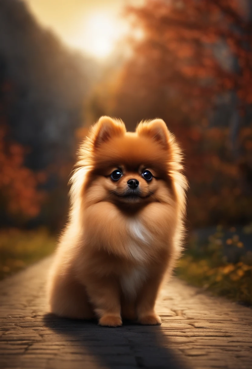 Animated poster for the Disney Pixar movie of a small German Pomeranian spitz with black fur. Com muito pelo e cor preta.