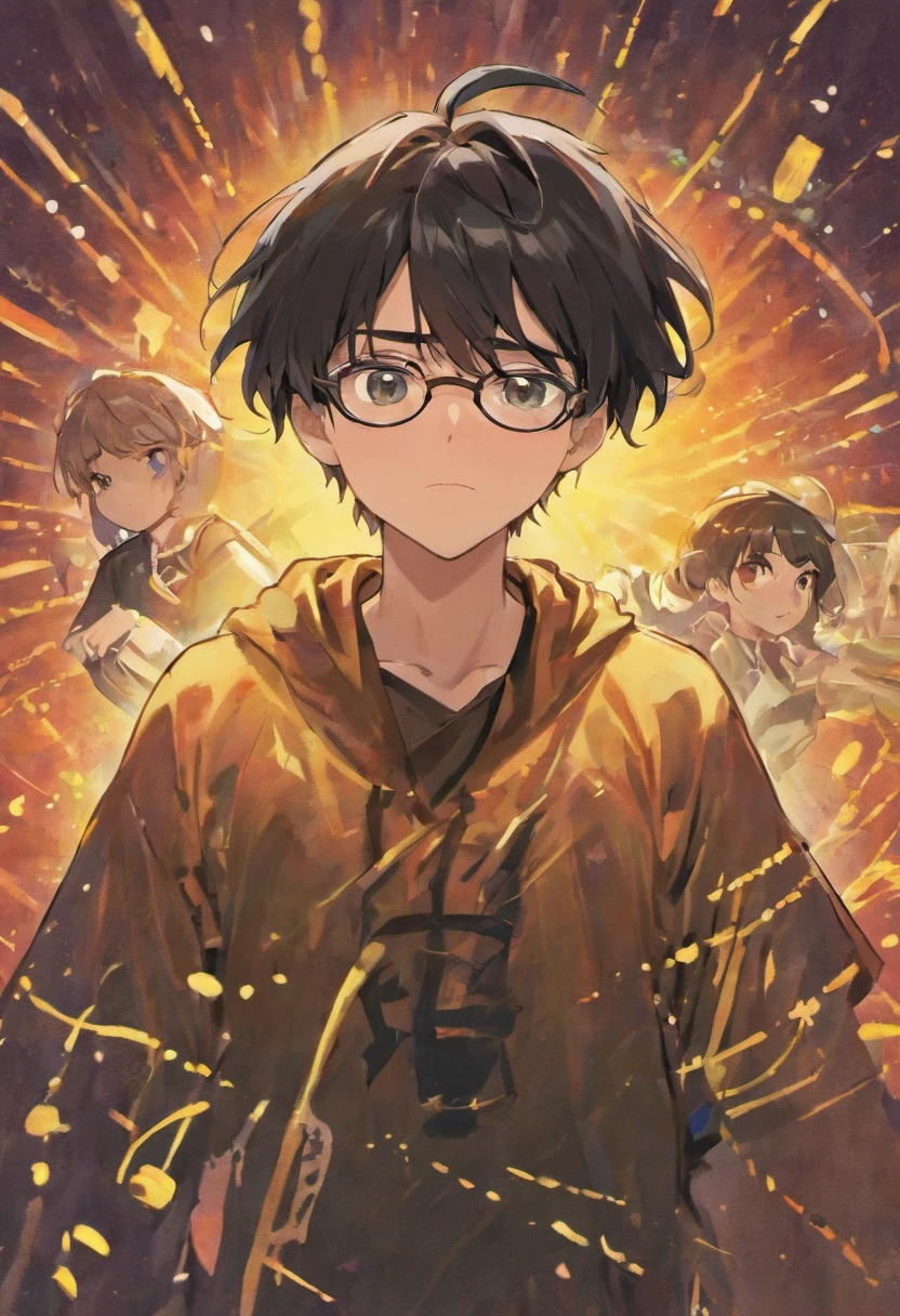 Crie um cartaz inspirado na Disney Pixar com o personagem sendo o juiz de futebol, A black-haired man wearing glasses, On a white band in the judge's hair written