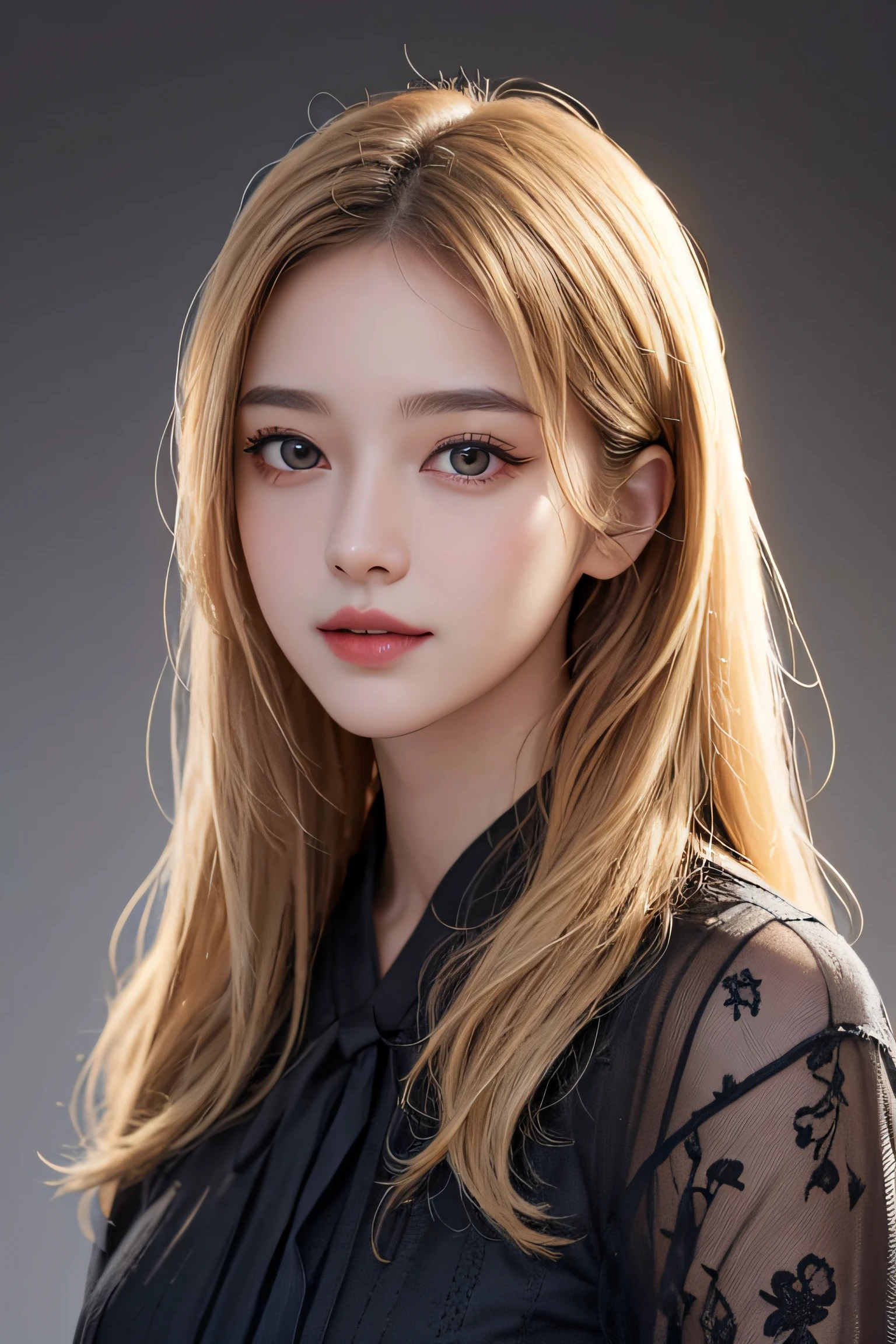 masterpiece, best picture quality, high quality, beautiful girl, Japanese, Japanese school girl, popular Korean makeup, detailed, swollen eyes, detailed eyes, detailed skin, beautiful skin, ultra high resolution, (reality: 1.4), very beautiful, slightly younger face, beautiful skin, slender, (ultra realistic), (illustration), (high resolution), (8K), (highly detailed), (best illustration), (beautifully detailed eyes), (super detailed), (wallpaper), (detailed face), looking at viewer, fine details, detailed face, pureerosfaceace_v1, smiling, looking straight ahead, looking straight ahead, angle from waist up, realistic photo, bright lighting, professional lighting, blonde, long hair, dark abandoned, big red moon, gorgeous red and black dress, mature woman,キスショット・アセロラオリオン・ハートアンダーブレード