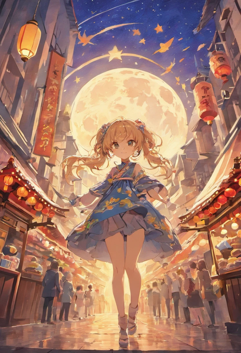 mid-autumn festival、Moon、themoon、Solar stars、Mooncake stalls、concert、band、fire works、UAVs、environment friendly、tradit、celebrating、enviroment、The villagers、Plaza、Bamboo lanterns、the night、celebrating、Artistically、device、decor、castoff、economize、resource,high definition resolution