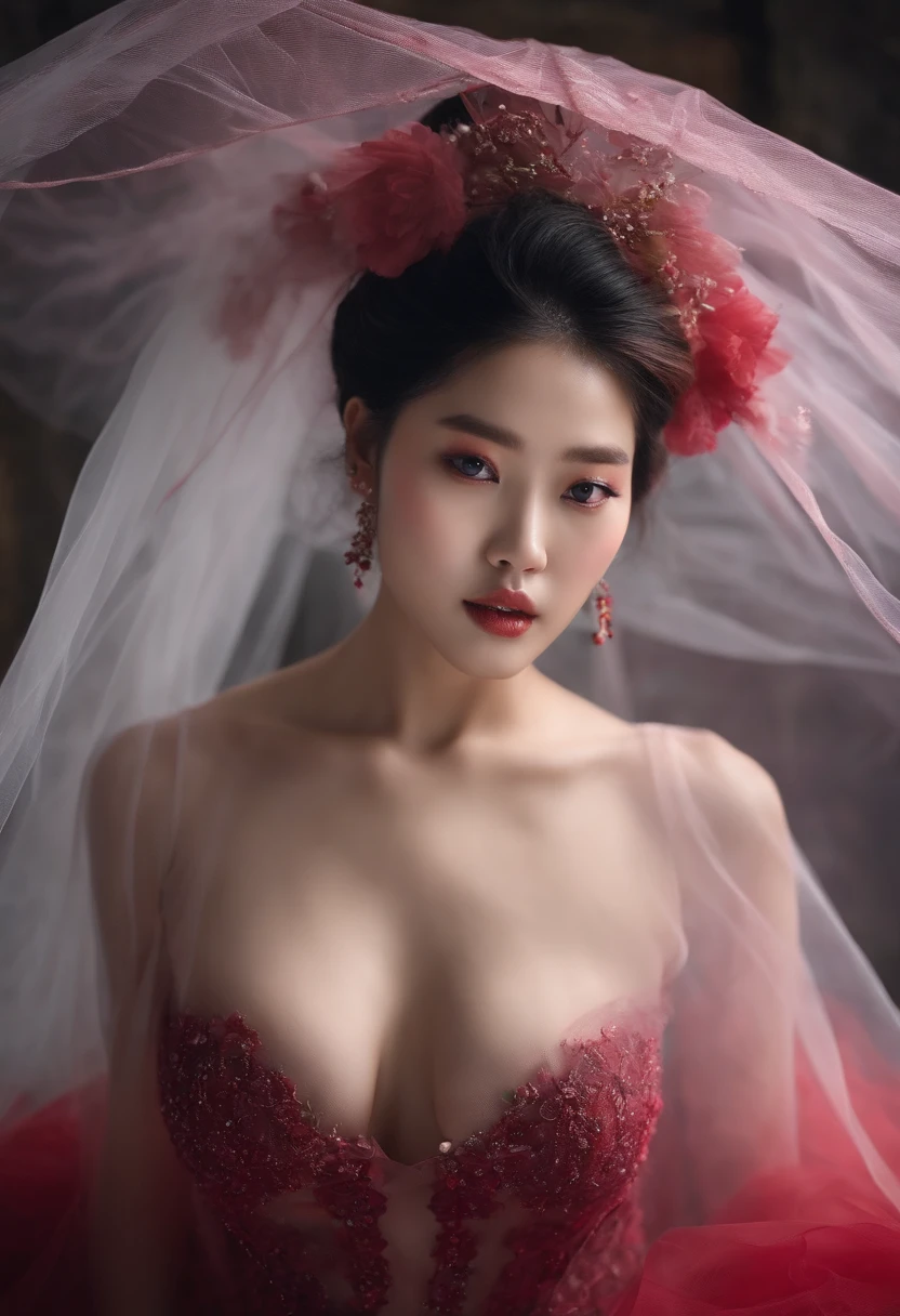 South Korean beauties,Hot figure,Get people's blood pumping,Rounded chest,Covered with transparent tulle,There are no underwear looms