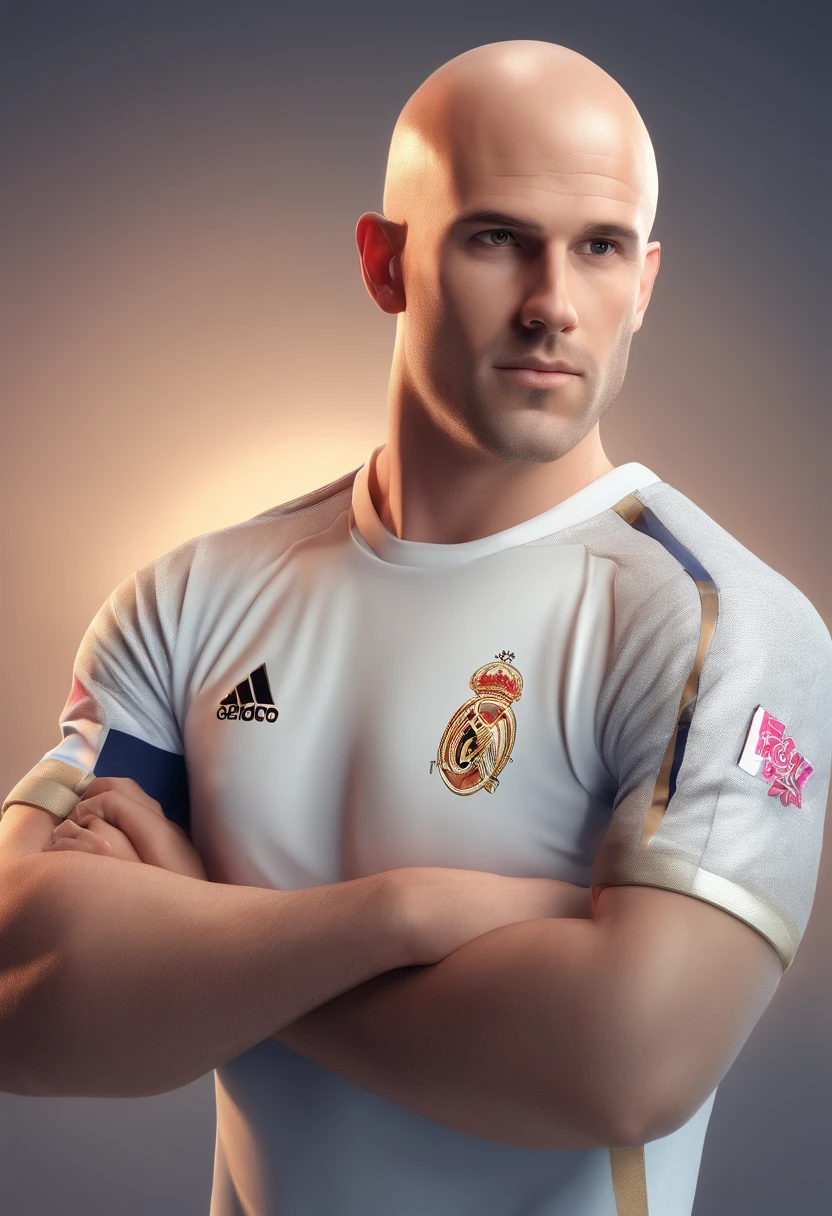 RAW photo,8k uhd,masterpiece, (photorealistic:1.4), best quality, beautiful lighting, 3D Art, C4D, OC render, 35mm lens, f/1.8, looking at viewer, Juventus Douglas Luiz, (full body:1.5),a man, professional soccer player, sports shorts, soccer socks, soccer shoes, soccer ball, man model standing pose, lively, handsome, (white background:1.5)