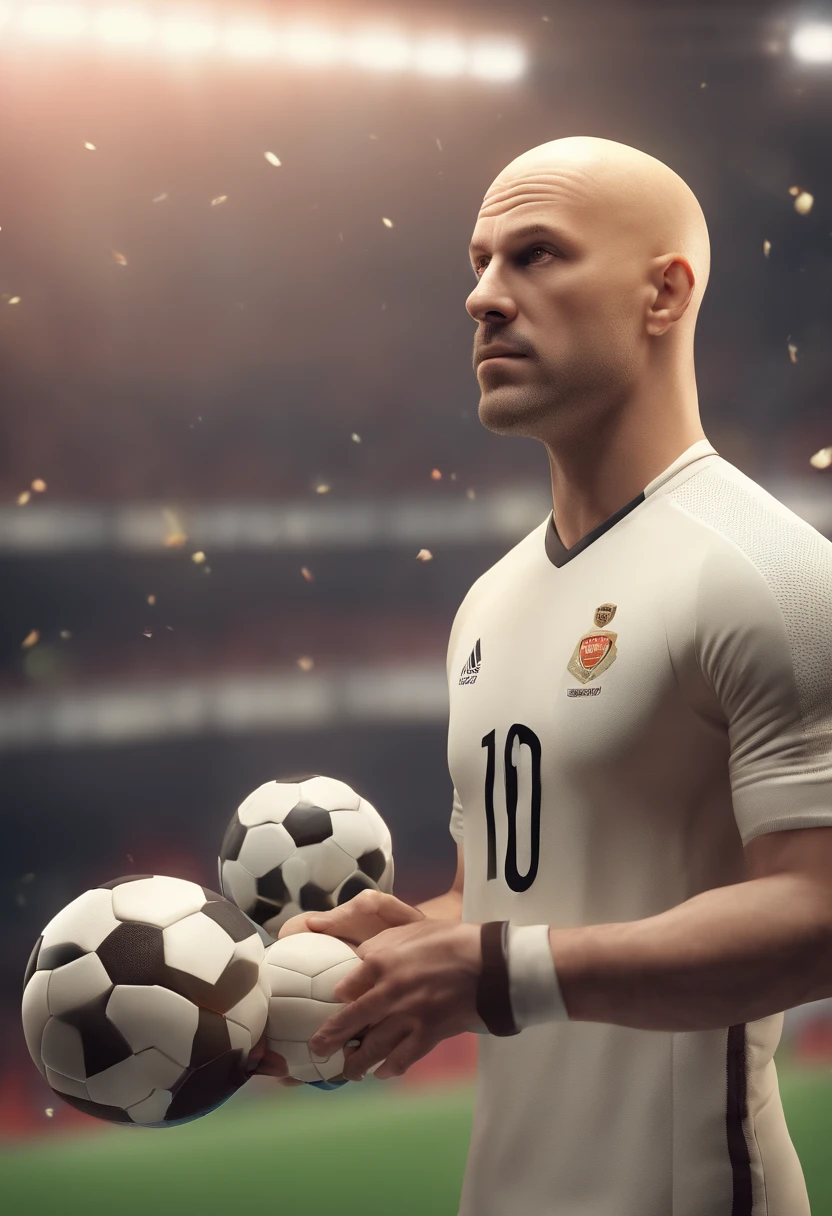 Bald footballer with a beautiful blonde on the side of big
