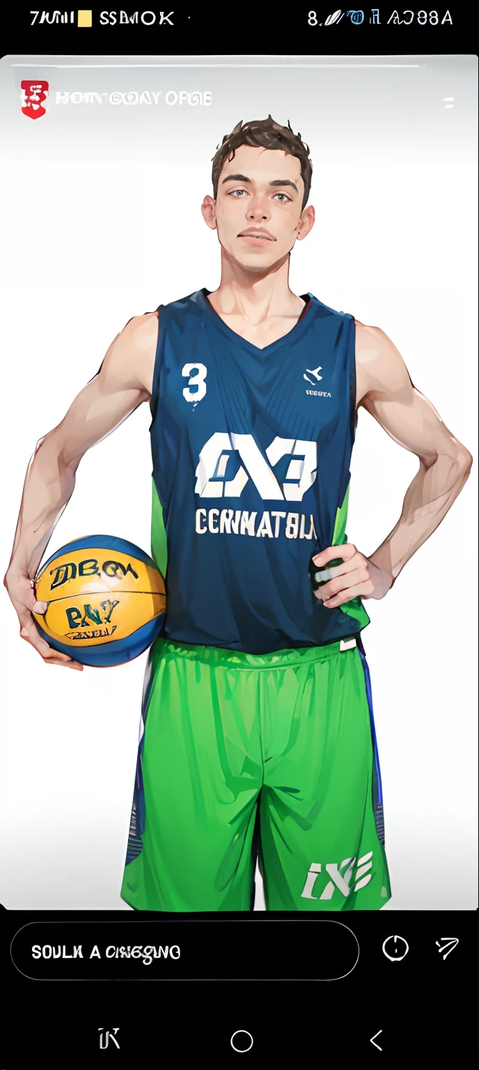 Um homem segurando uma bola de basquete