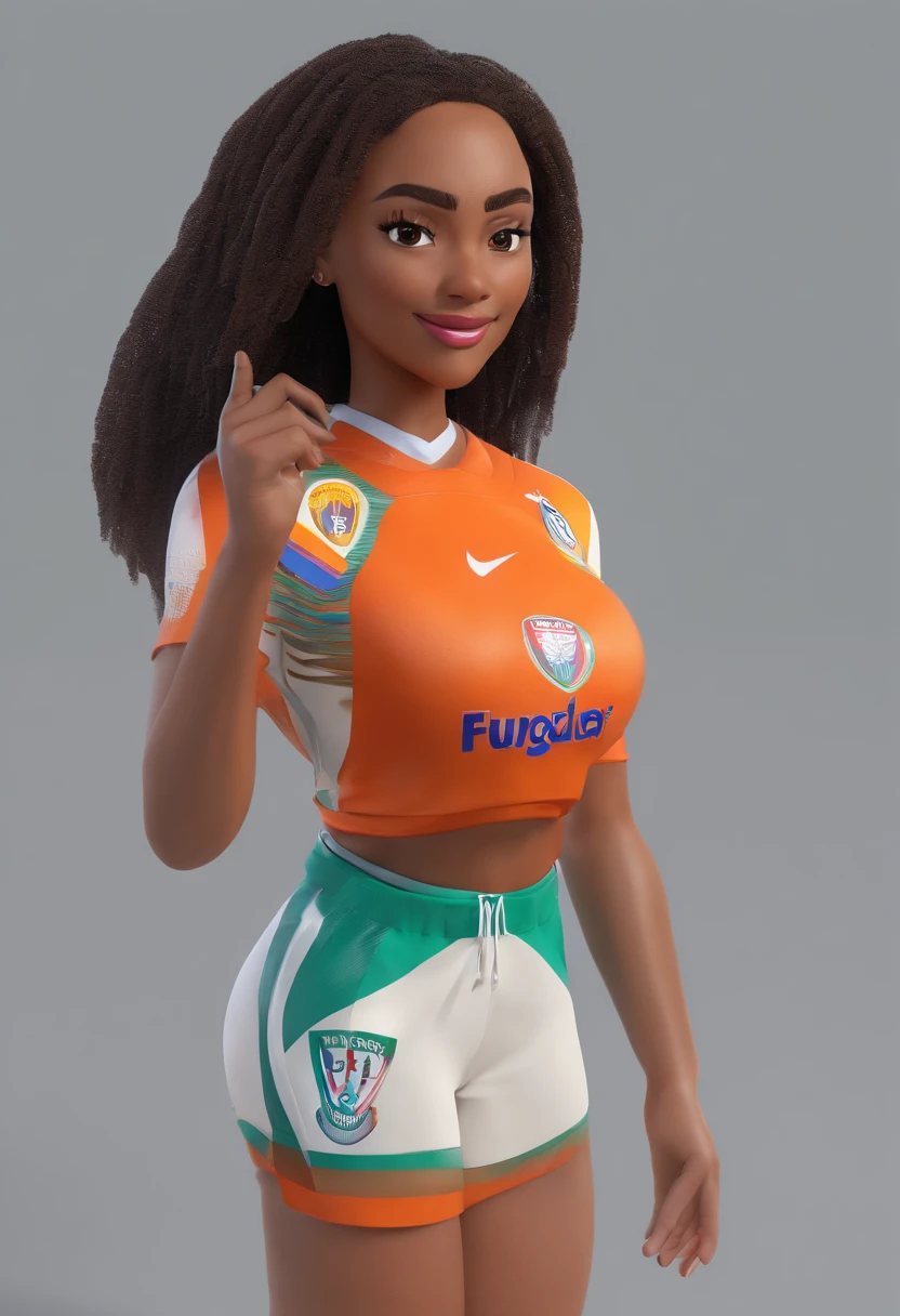 Jogador de futebol com uma mulher bonita peituda nua