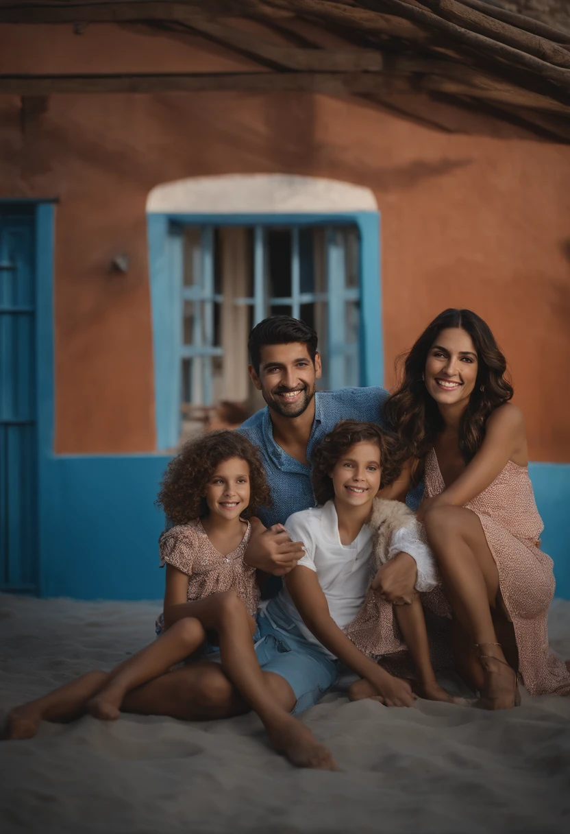 Smiling family posing for a photo in front of a blue wall, Directed by: Nandor Soldier, Malika Favre, imagem de perfil, portrait of family of three, by Amelia Peláez, david rios ferreira, Family photo, family portrait, family photography, Diego Fazio, Valentina Embaralhamento, fernanda suarez, edu souza, daniel mirante