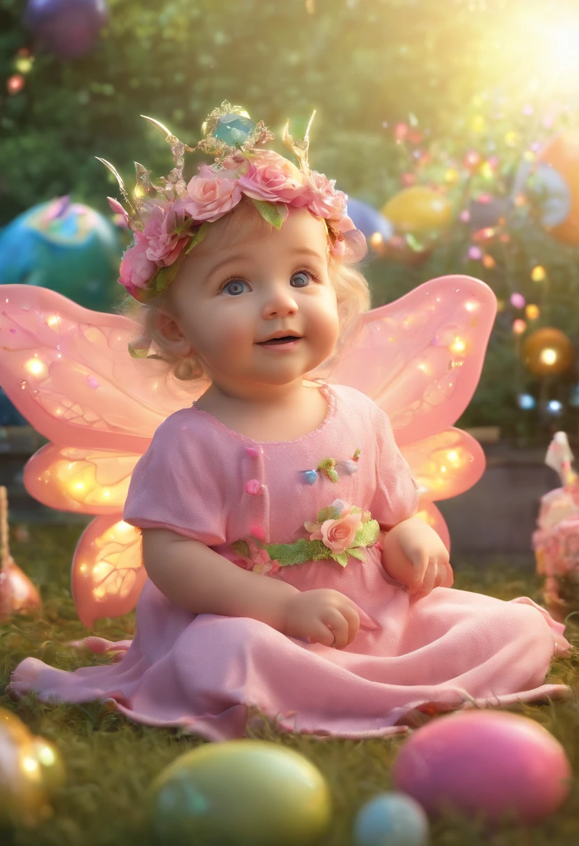 Lap , aproximadamente 8 meses, Dressed as a fairy at a birthday party in the garden