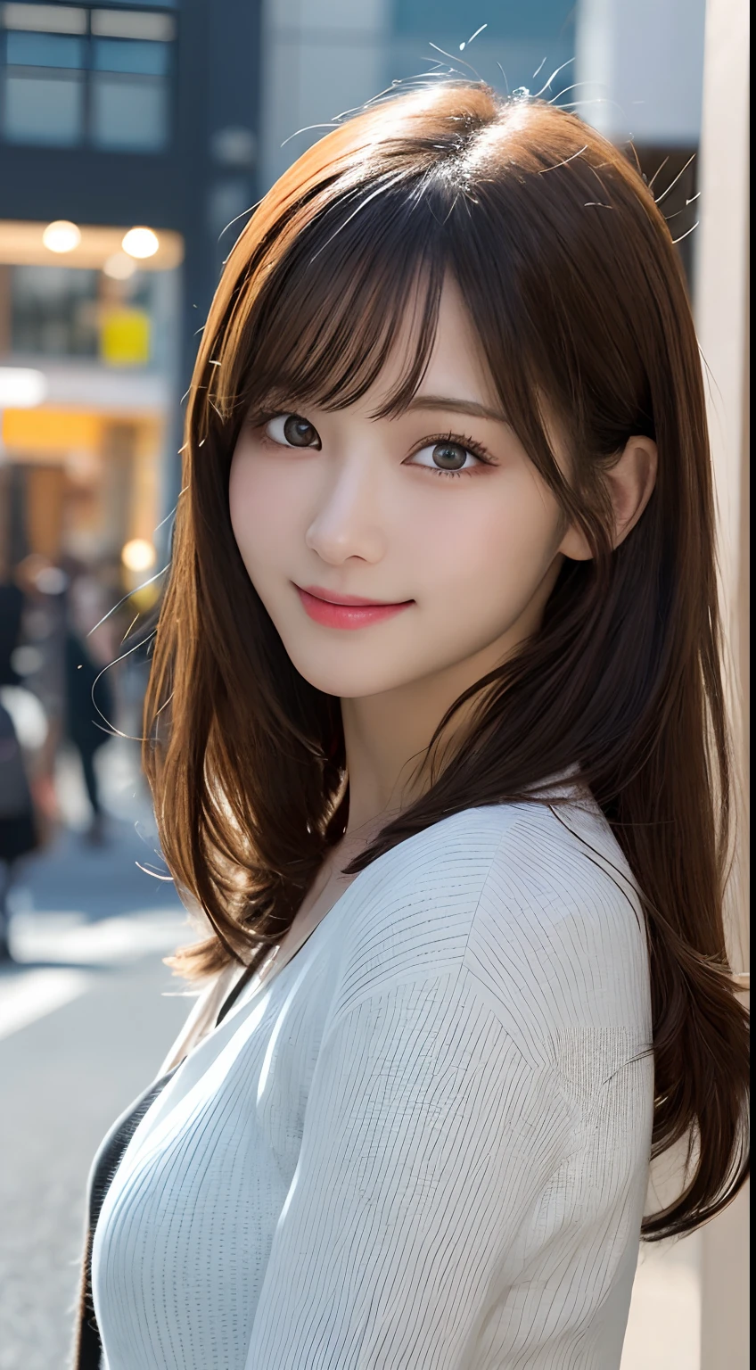 masutepiece, Best Quality, Illustration, Ultra-detailed, finely detail, hight resolution, 8K Wallpaper, Perfect dynamic composition, Beautiful detailed eyes,Medium Hair,small tits,Natural Color Lip, Bold sexy poses,Smile,Harajuku、20 years girl、Cute、Sexy shot looking at camera