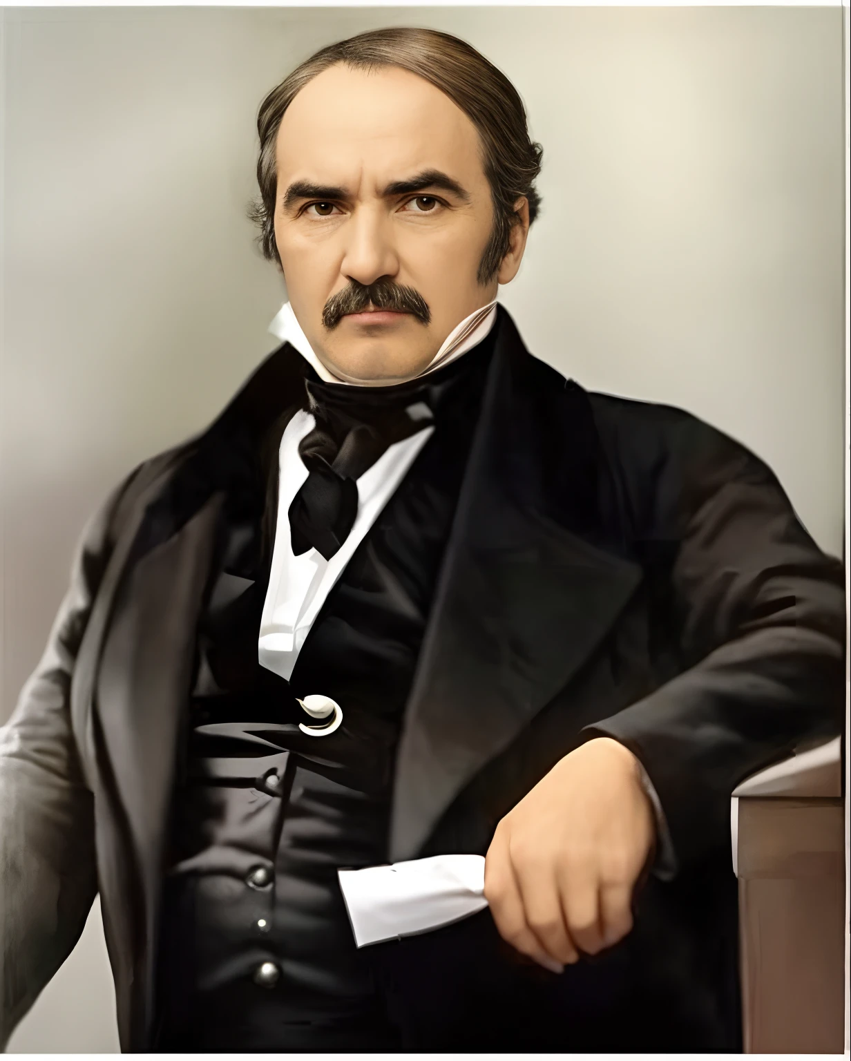 imagem de um homem de terno e gravata, Estilo Taras Shevchenko, inspirado em Vincenzo Cabianca, Directed by: Mikhail Yuryevich Lermontov, tiziano vecelli, ezio, valter de morais, Directed by: Cristache Gheorghiu, Alexander Wells, Directed by: Carlos Enriquez Gomez