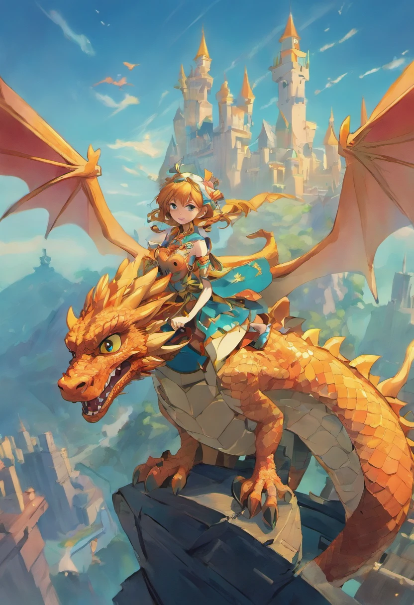 retrato da mulher, on top of a Dragon ::style cartoon, (((Front view))), Estilo Disney Pixar, Filme 3D, altamente detalhado, vivid colors (((corpo inteiro))) ::n_style realista, anime